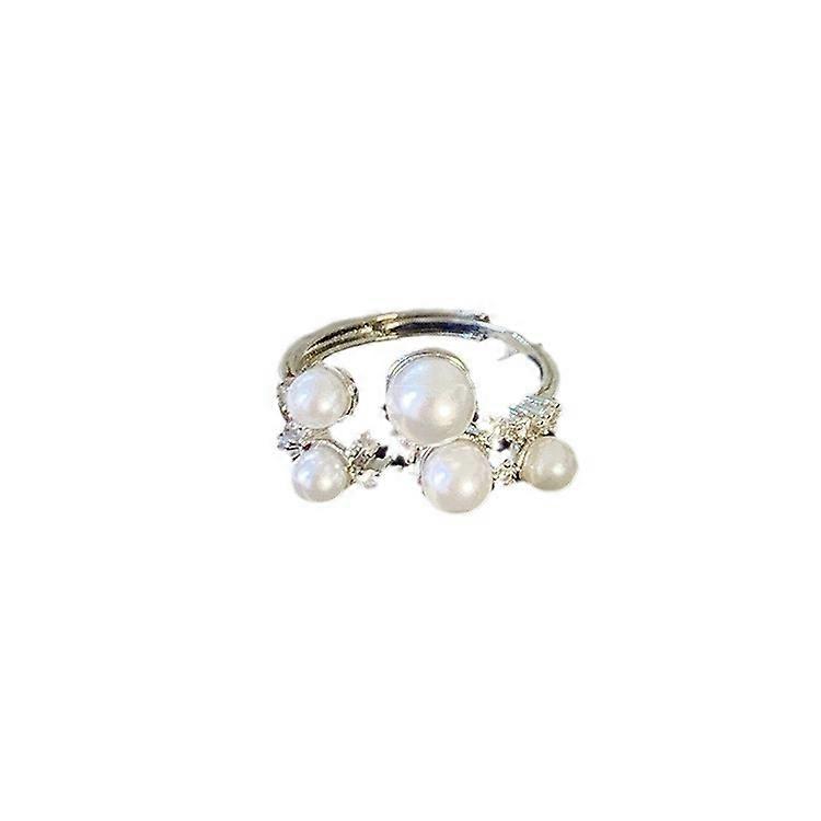 Irregular Zircon Pearl Ring, Women's Plain Band Ring, Pinky Ring, Index Finger Ring