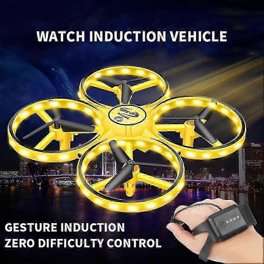 Mini Gravity Sensor Induction Hand Watch Controlled RC Drone With Colorful Light