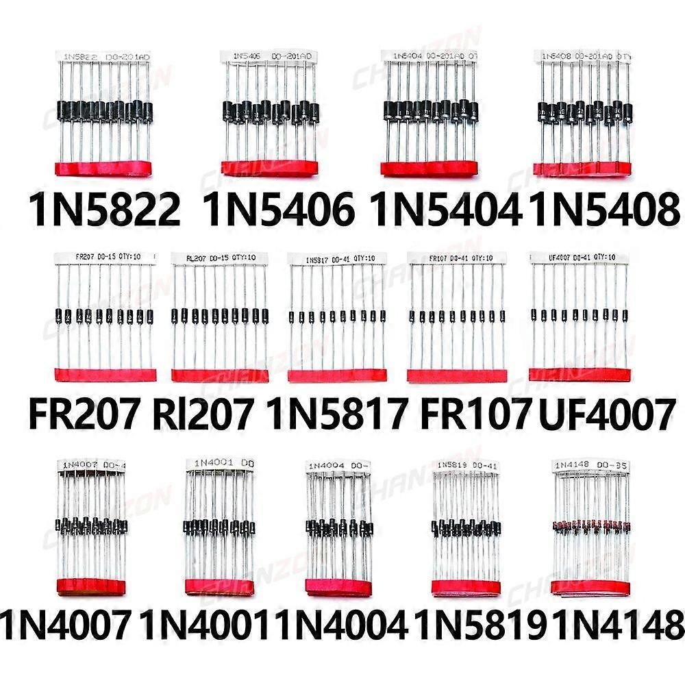 200Pcs Fast Switching Schottky Diode Kit 1N4001 1N4004 1N4007 1N5408