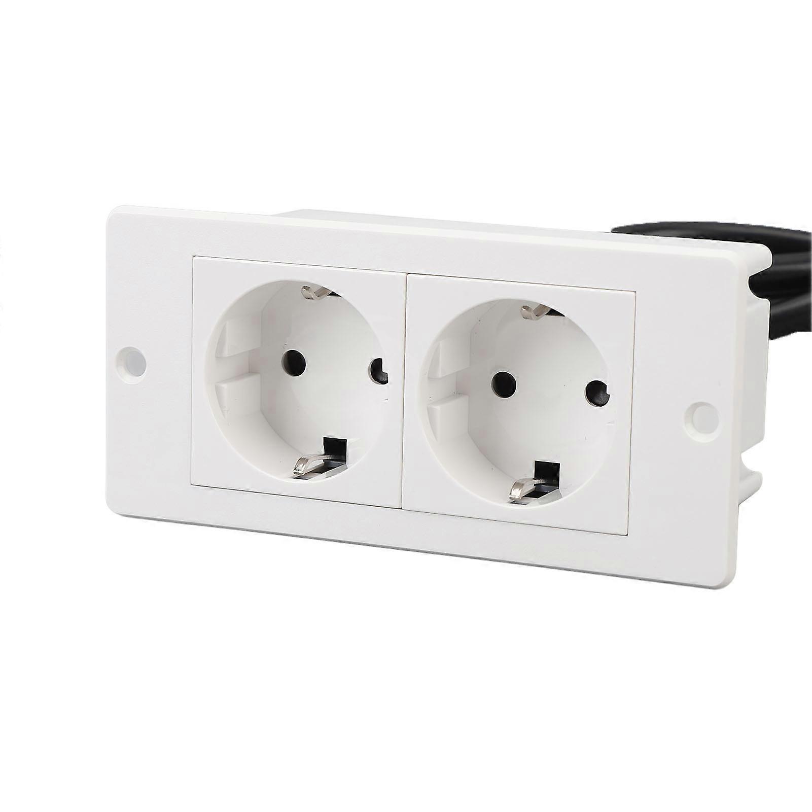 Desktop Socket Embedded Power Strip 2 AC Outlets 130x62x60mm