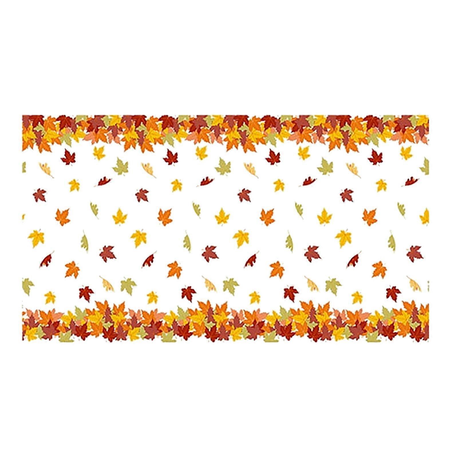 Poaug Rectangular Tablecloth 4.5x9 ft, compatible with fall & autumn themes, plastic table cover for Thanksgiving party, maple leaf design, yellow