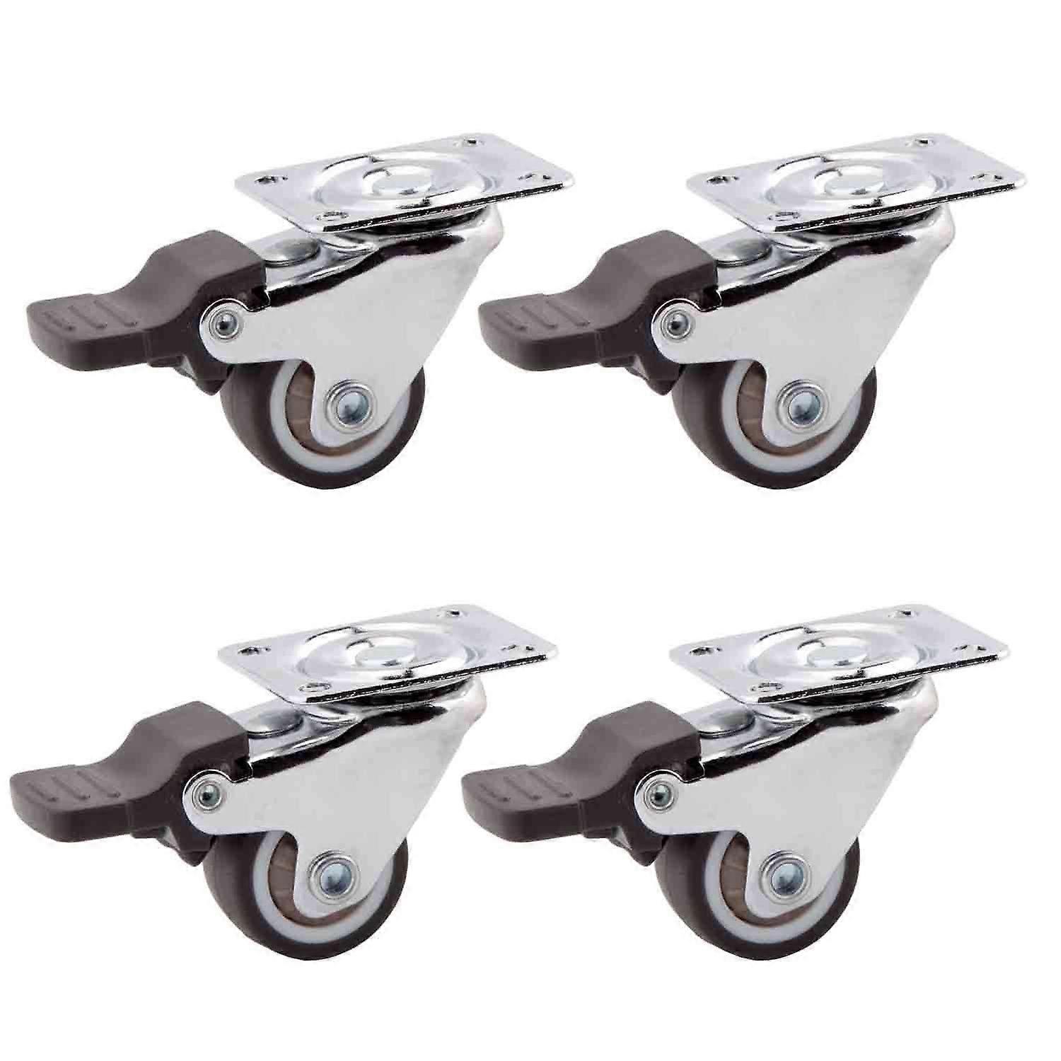 1" Swivel Caster WheelsSoft Rubber Furniture Wheels Locking Plate Casters with