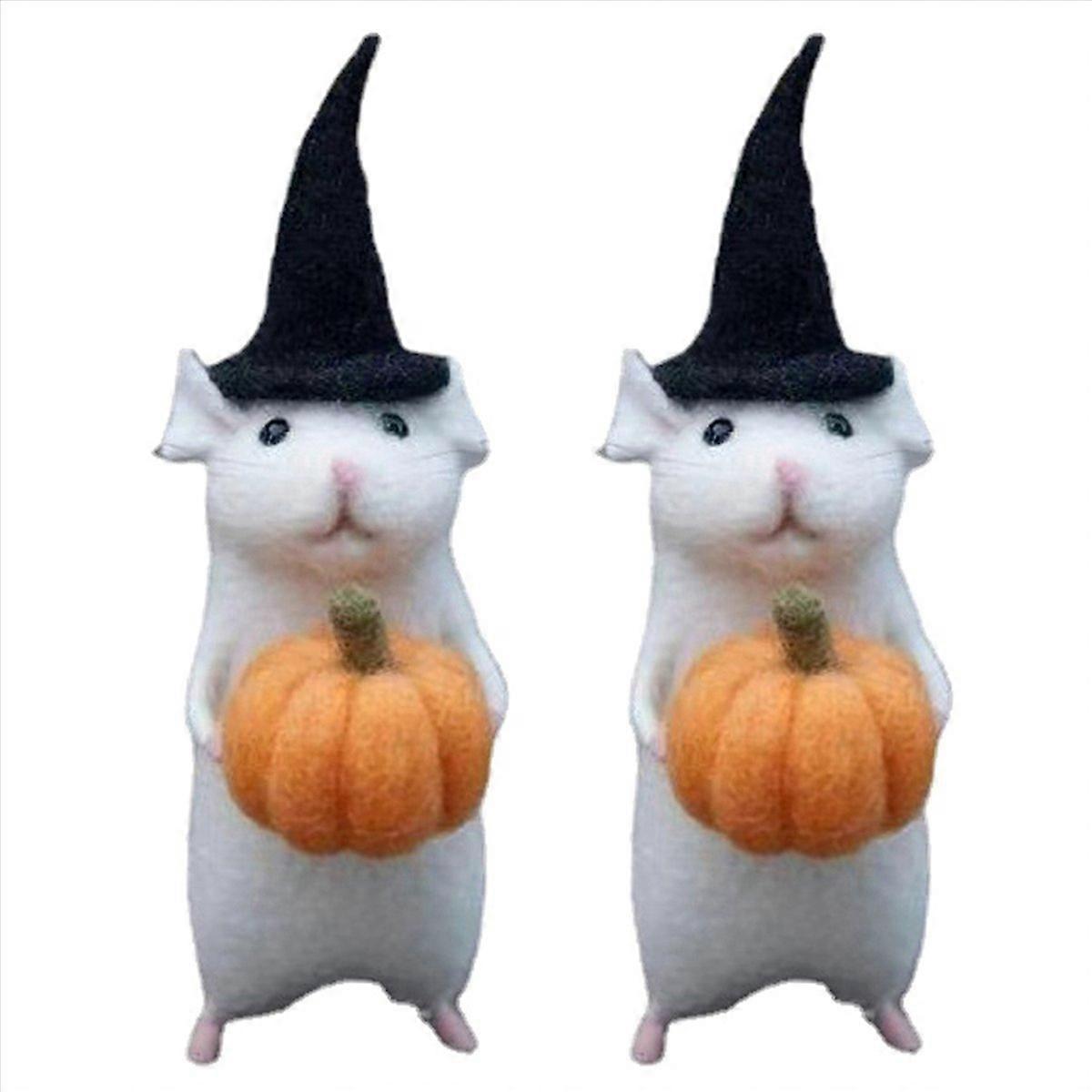 Halloween Mouse with a Pumpkin Felted Animals,D