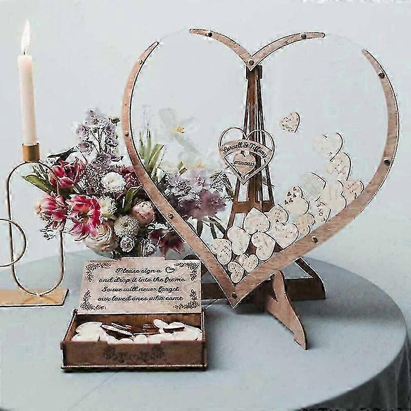 Wooden Guestbook Box Heart Shape 3D for Weddings