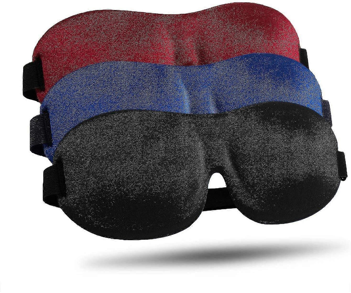 Sleep Mask 3 Pack, Upgraded 3d Contoured 100% Blackout Eye Mask For Sleeping With Adjust