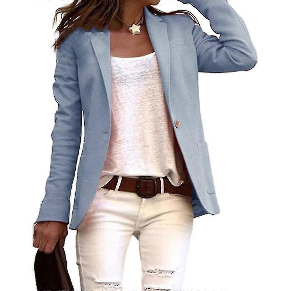 Ladies Work Office Lapel Jacket Suit Blazer One Button