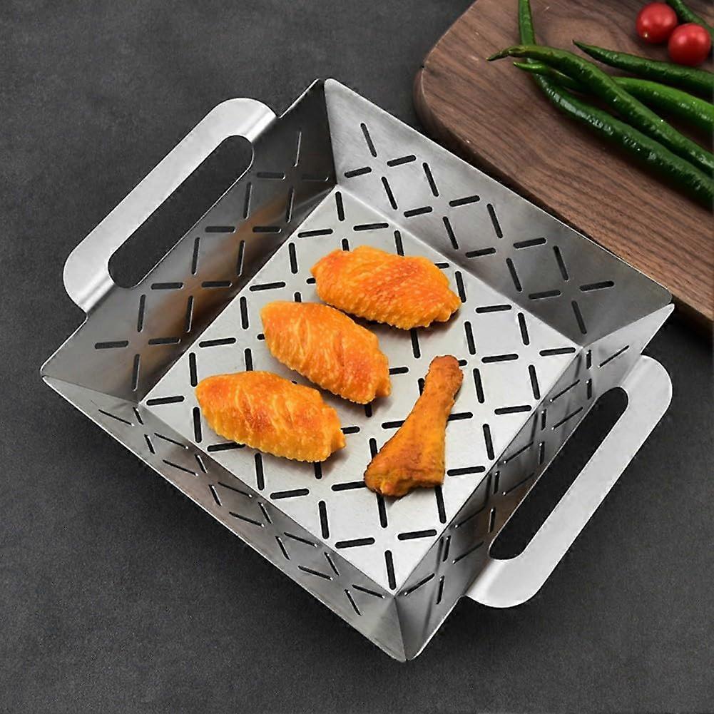 Stainless Steel Grill Basket With Mesh For Large Size Even Heat Distribution Vegetables And Sides