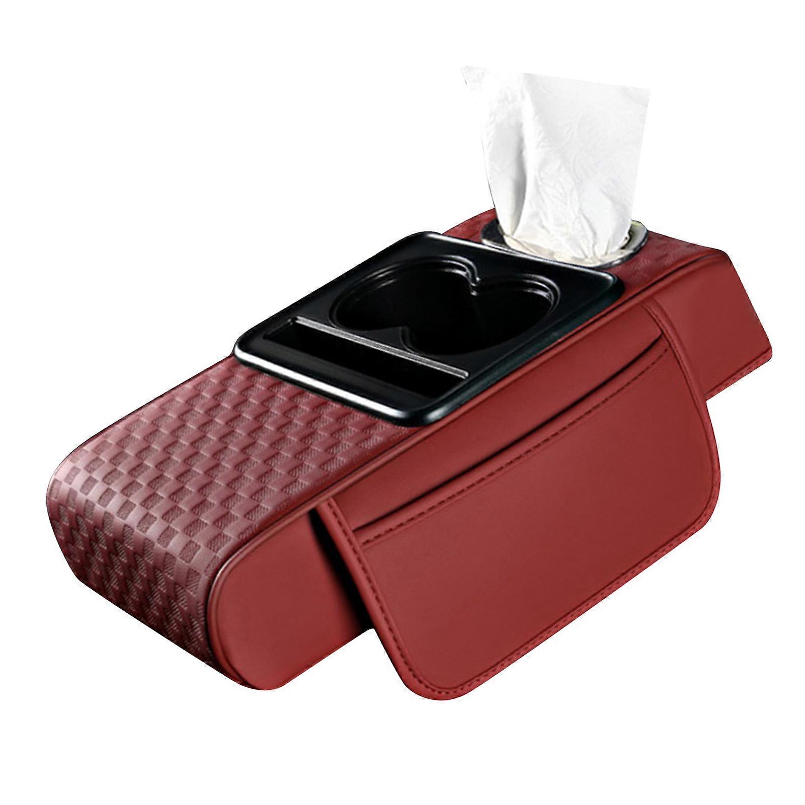 Elbow Support Leather Height Increasing Pad Car Armrest Box Thicken Heighten Pad Vehicle Arm Rest Cushion Quick Install  Red