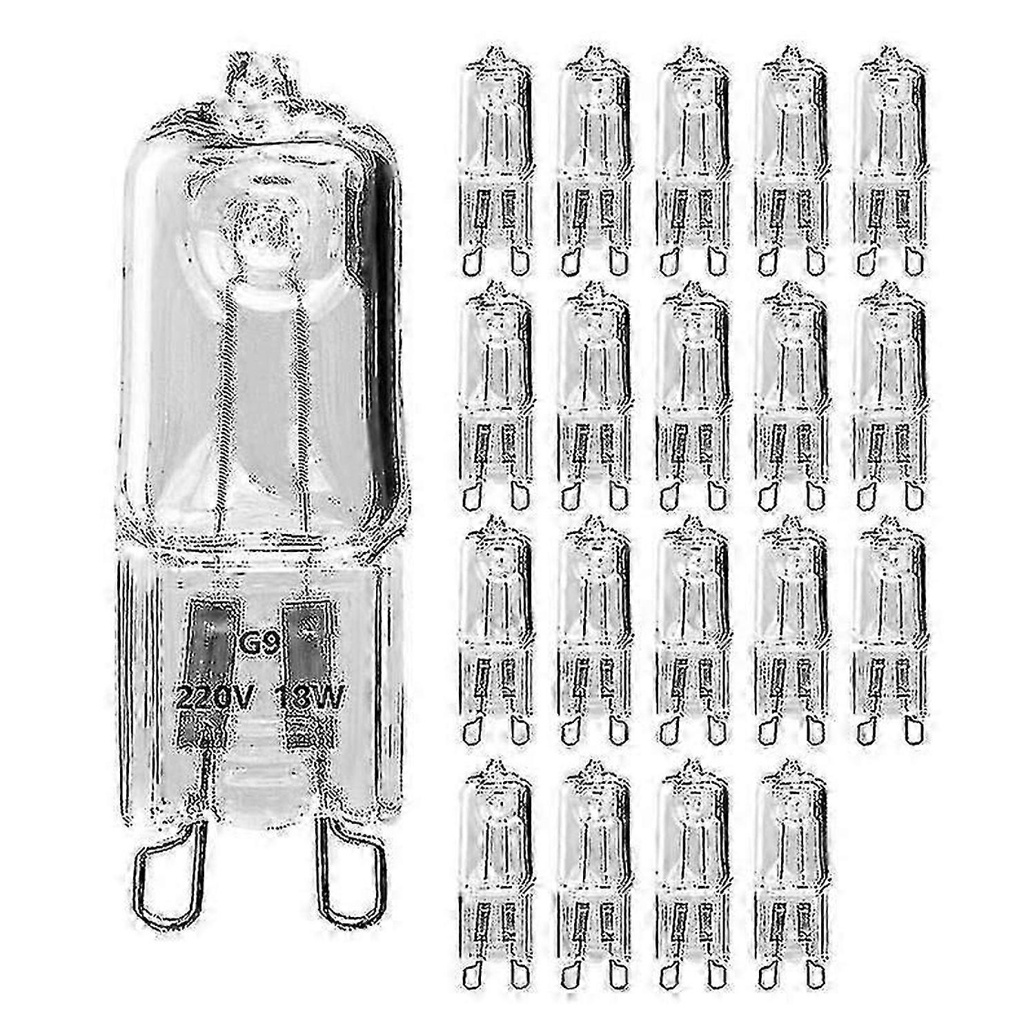 20 G9 halogen bulbs, 18w transparent halogen dimmable bulbs