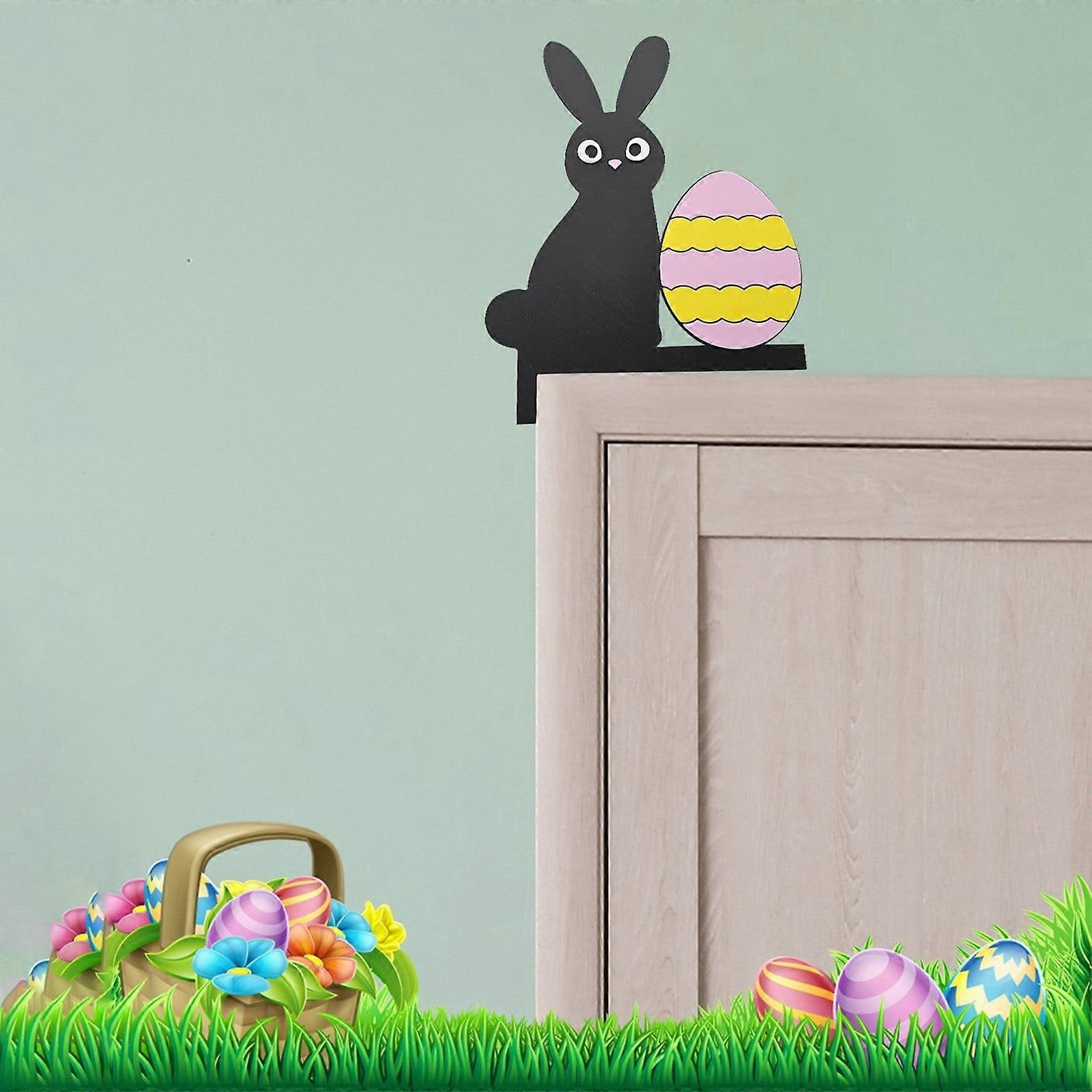 Winysin1 PC Easter Bunny Pushing Egg Door Corner Decor, Compatible with DIY Patchwork, Fun Easter Decoration