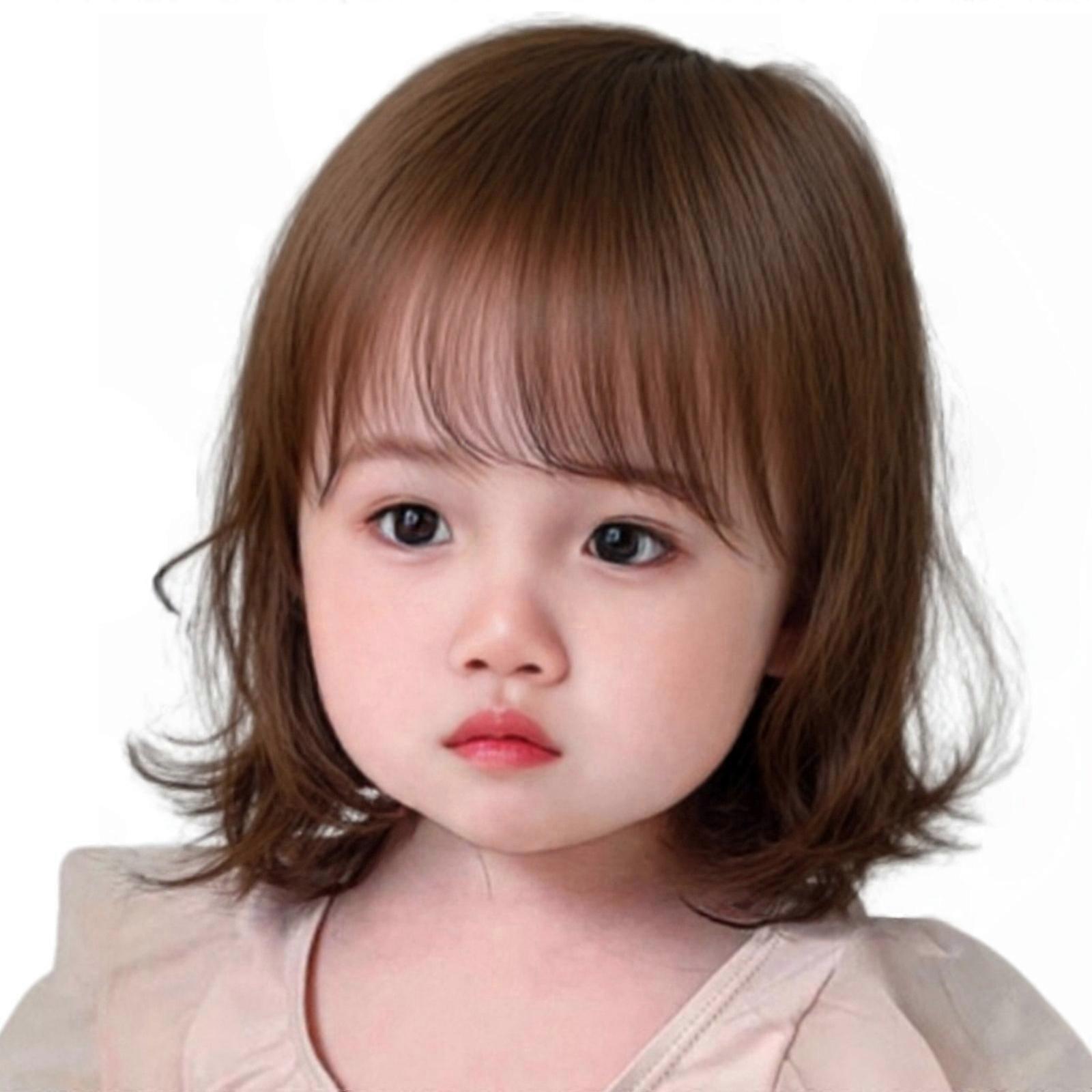 Girls Synthetic Curly Bob Wigs Adjustable Net Synthetic Fibers Perfect For Sensitive Skin  Light brown