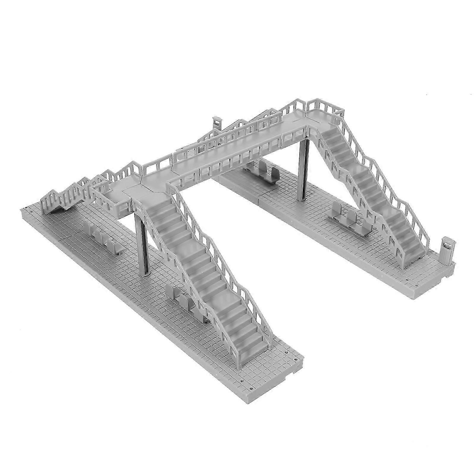 1 Set Assembled Footbridge Building Model Unfinished Pedestrian Footbridge Model20.00X17.50X12.00CMGrey SZRH