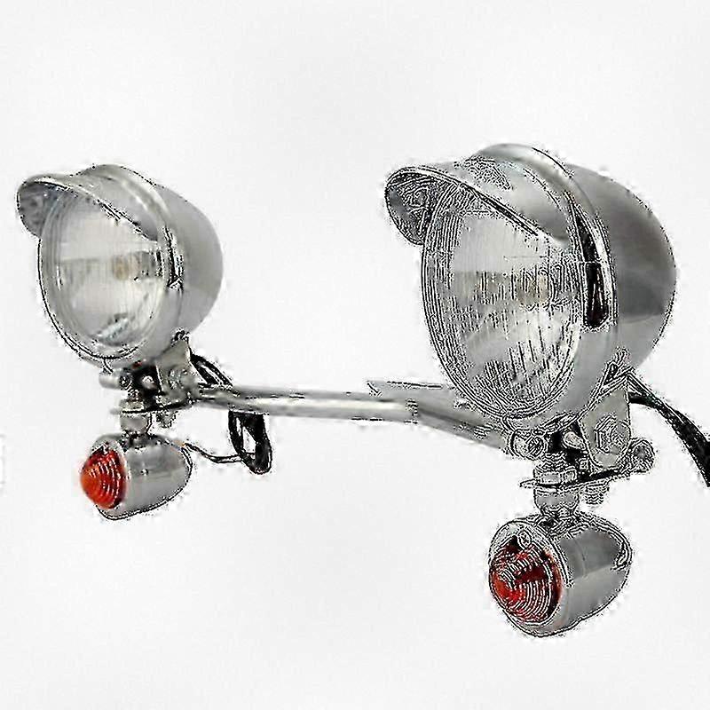 Universal 12V Motorcycle LED Headlight Fog Lamp with Front Turn Signal Bracket Mount for Various Bike Models Knee Shin Guard