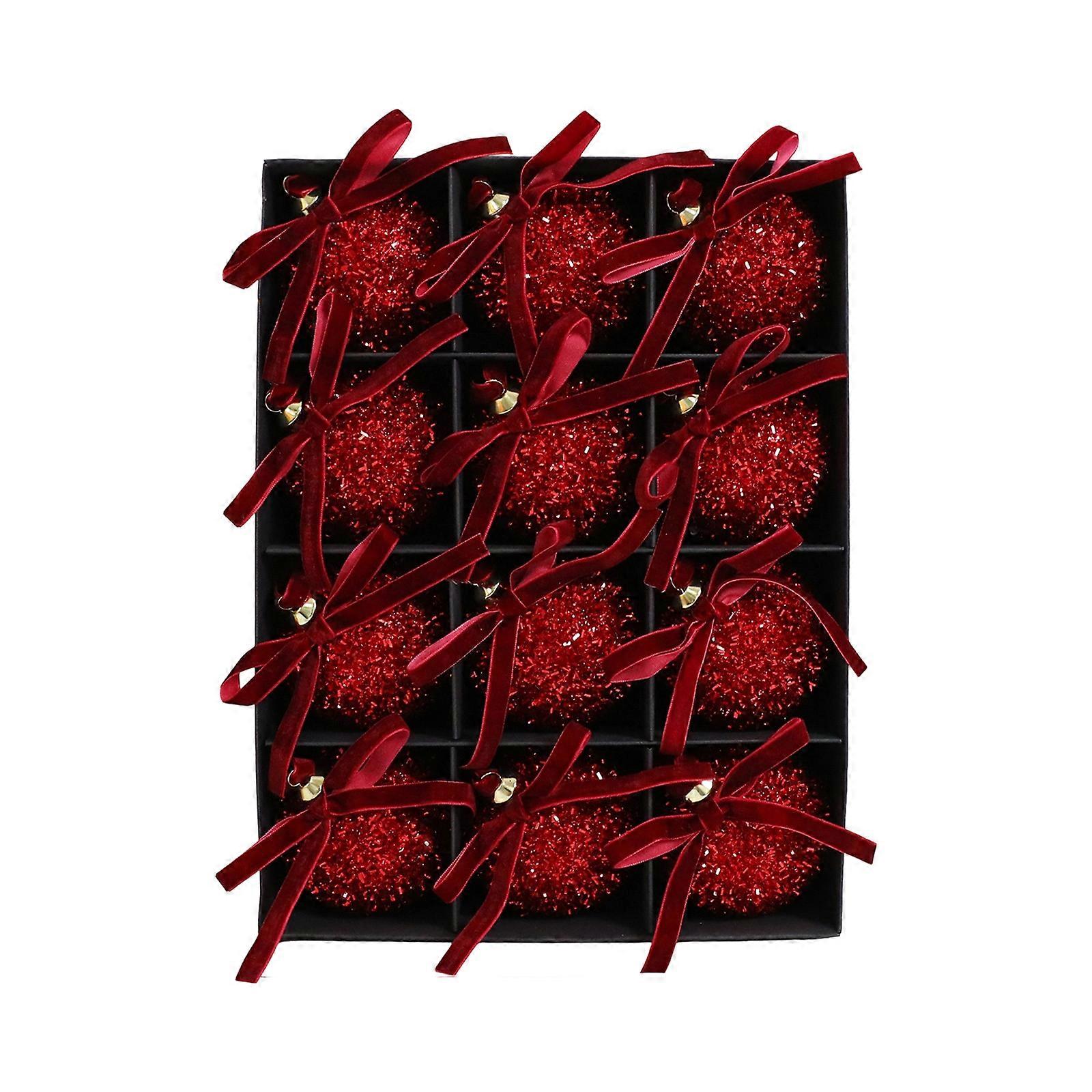 Red Gold Foam Christmas Tree Ball Decors Shatterproof Design Efficient Bowknot Ornament For Festival Space  Red