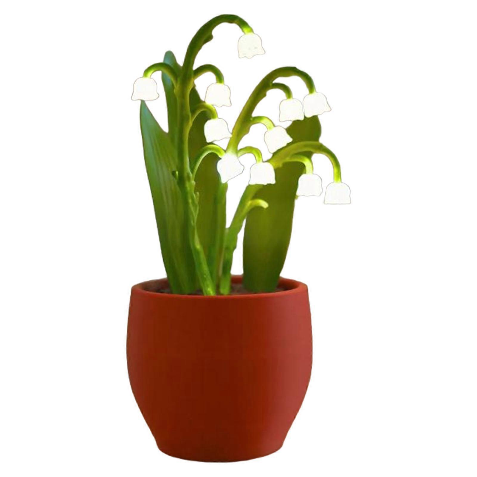 Artistic Lilys of the Valley Night Lamp Adjustable Touch Sensor Bedside Light Noiseless Design PETG Texture for Home Multicolor