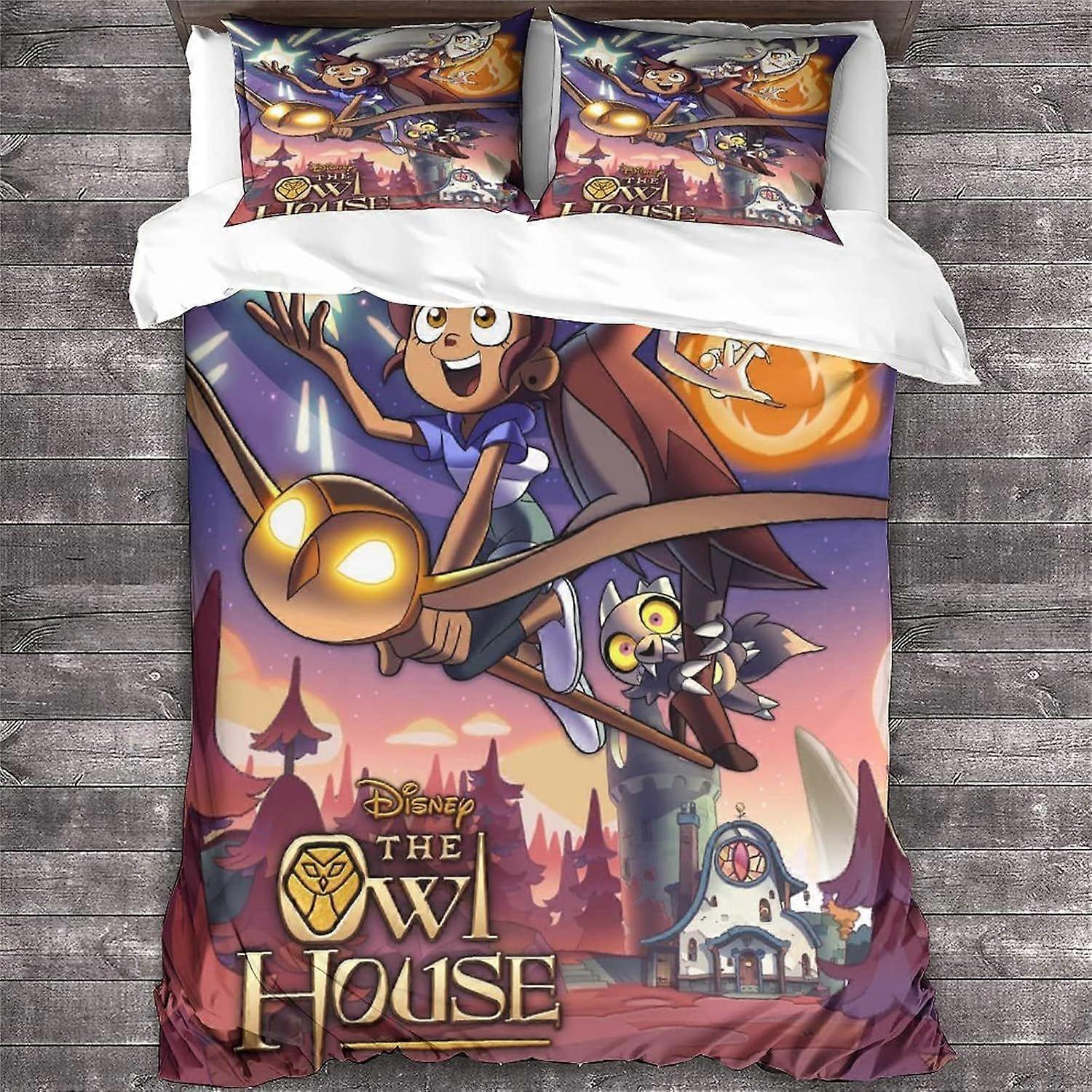 GENBAK The Owl House Duvet Capa Animação Impresso Roupa de Cama Set Soft Microfiber Animação Capa Colcha com Zíper Fechamento Duplo