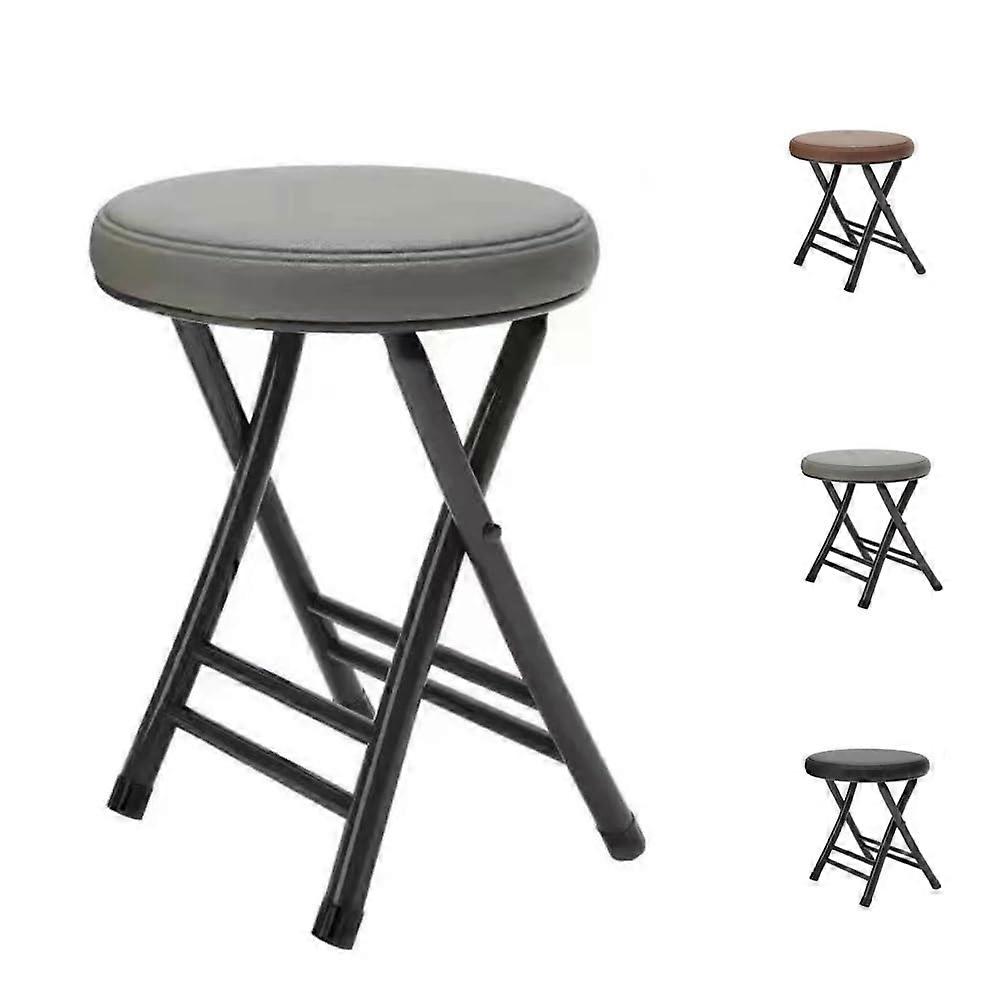 50cm Foldable Bar Stools with Padded Round Seats Grey, SpaceSaving Kitchen & Dining Chairs