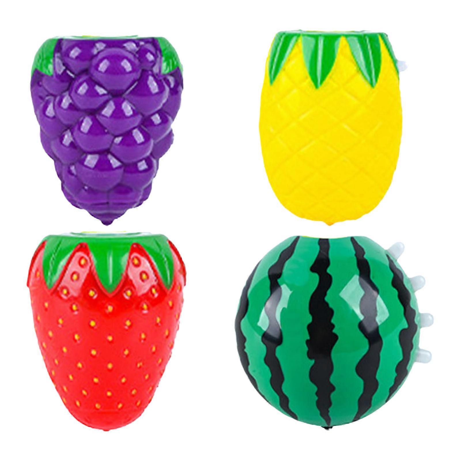 Interactive Spin Top Set 4PCS Rotating LED Light Toy With Fruit Theme Rotating Toy For Kids Safe Hand Skill Training Multicolor