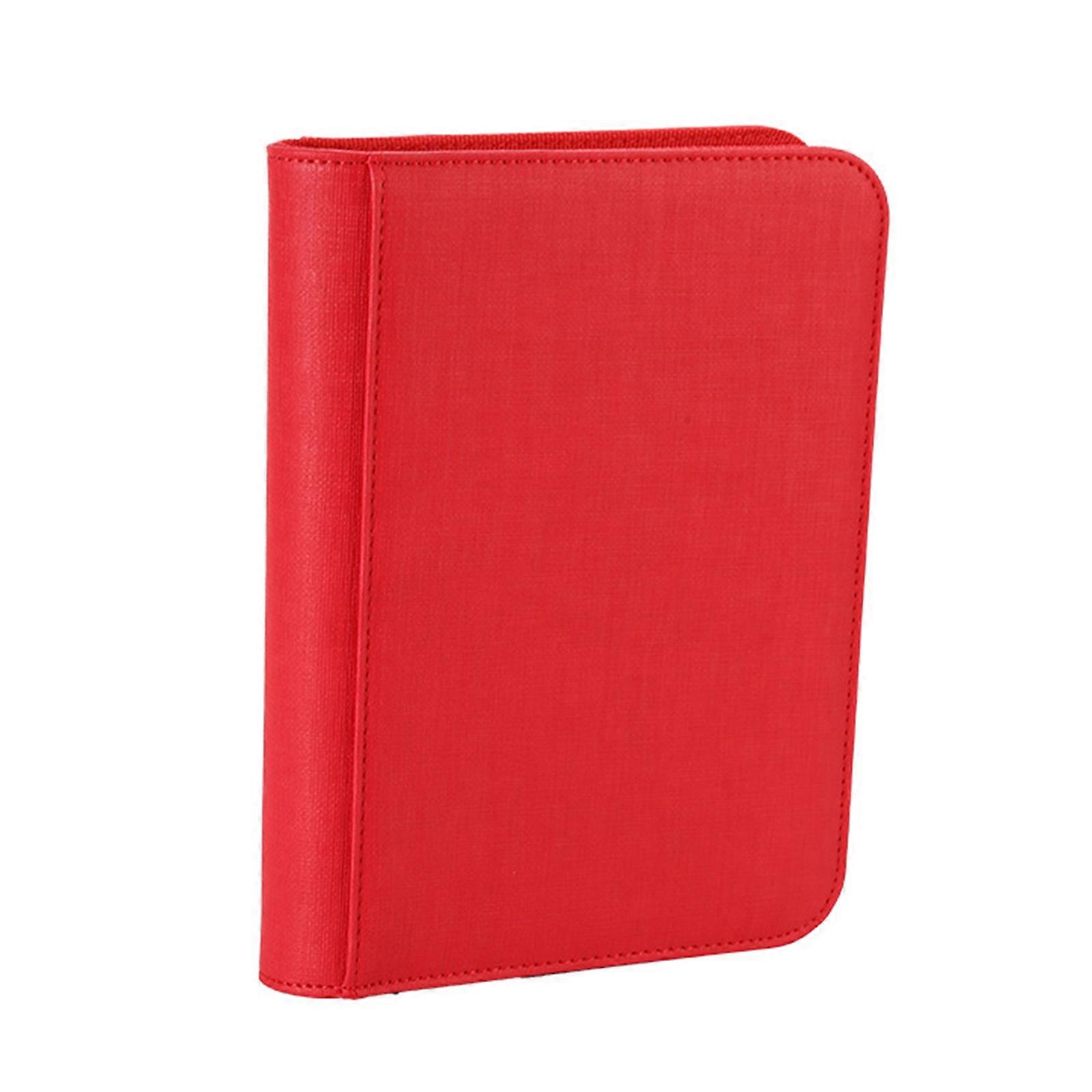 160 Card Capacity Collectible Game Card Album with Zippered Closure 4 Protective Sleeves For Collectible Card Organizing  Red