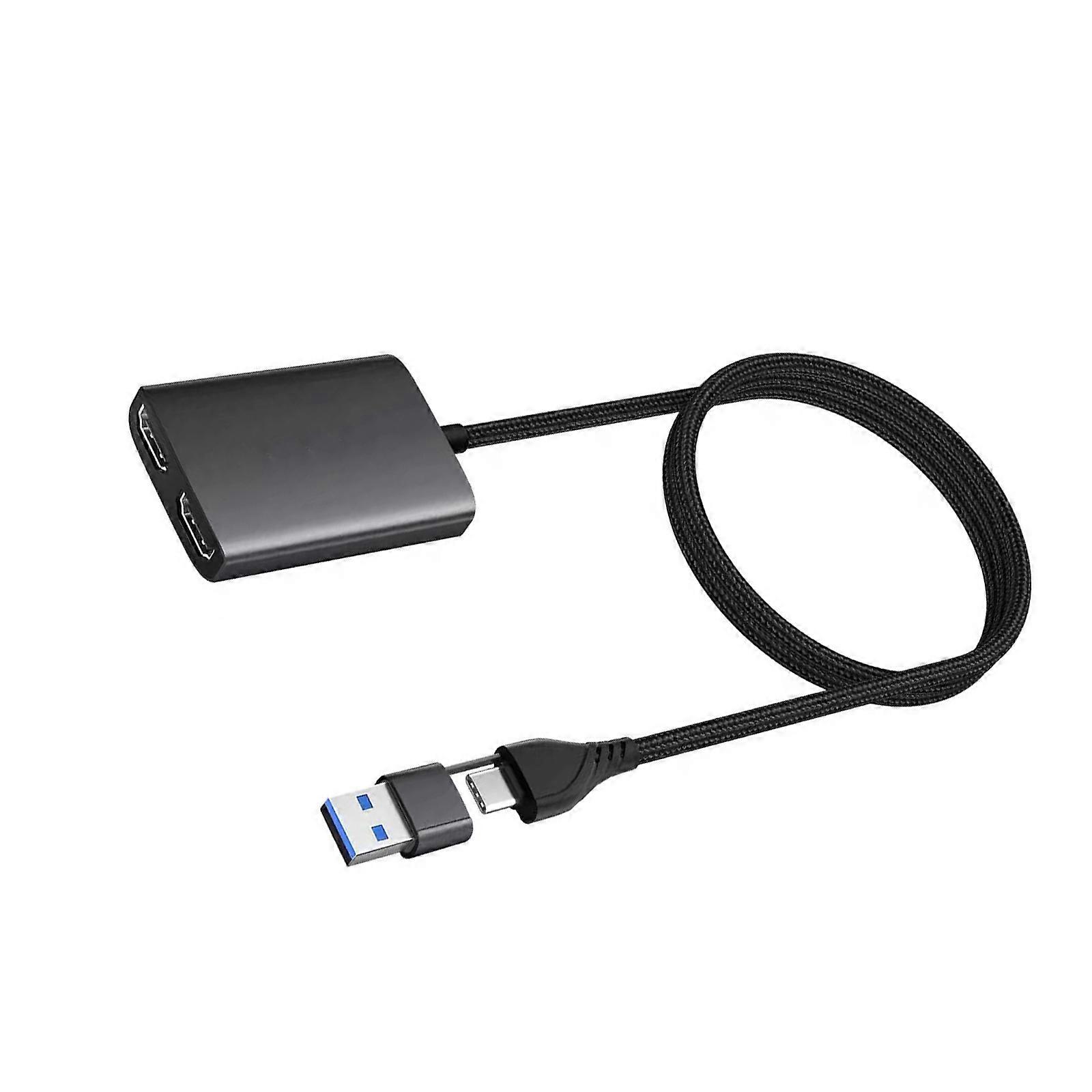 Computer USB to Double Display Adapter to HDTV-compatible Converter With Multiple Stream Transport Compatibility Multicolor