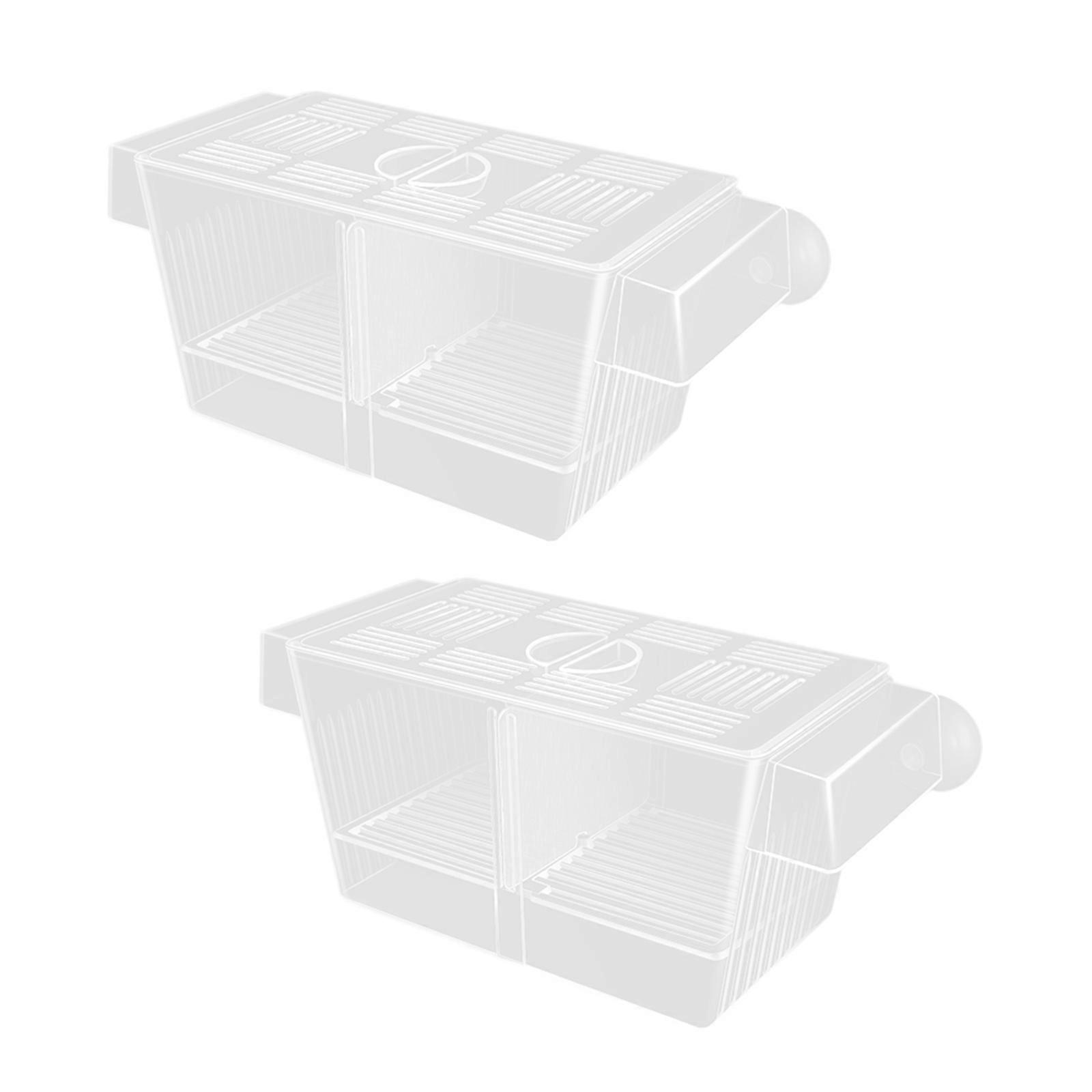 Set of 2 Plastic Spawning Container with Two Compartment Suction Cup Design For Newborns Fish Eggs And Shrimp Protecting Multicolor