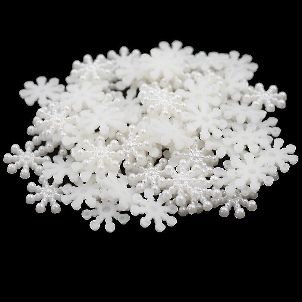 100× Snowflake Flatback Pearl Embellishments Christmas Craft DIY Tools Pip_hg