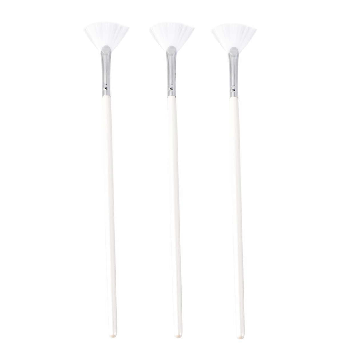 3pcs Fan Shape Face Mask Brushes with Long Handle for DIY Skincare and HardtoReach Areas