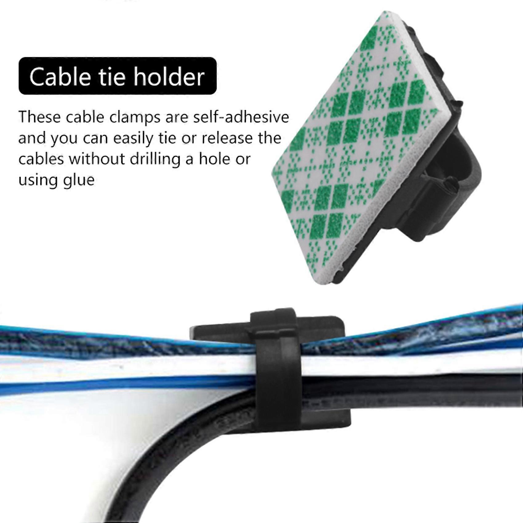 50 pcs. Self Adhesive Cable Clamp Plastic Rectangular Cable Clips Cable Tie Quick Bind Cable Wire Management Holder for Car