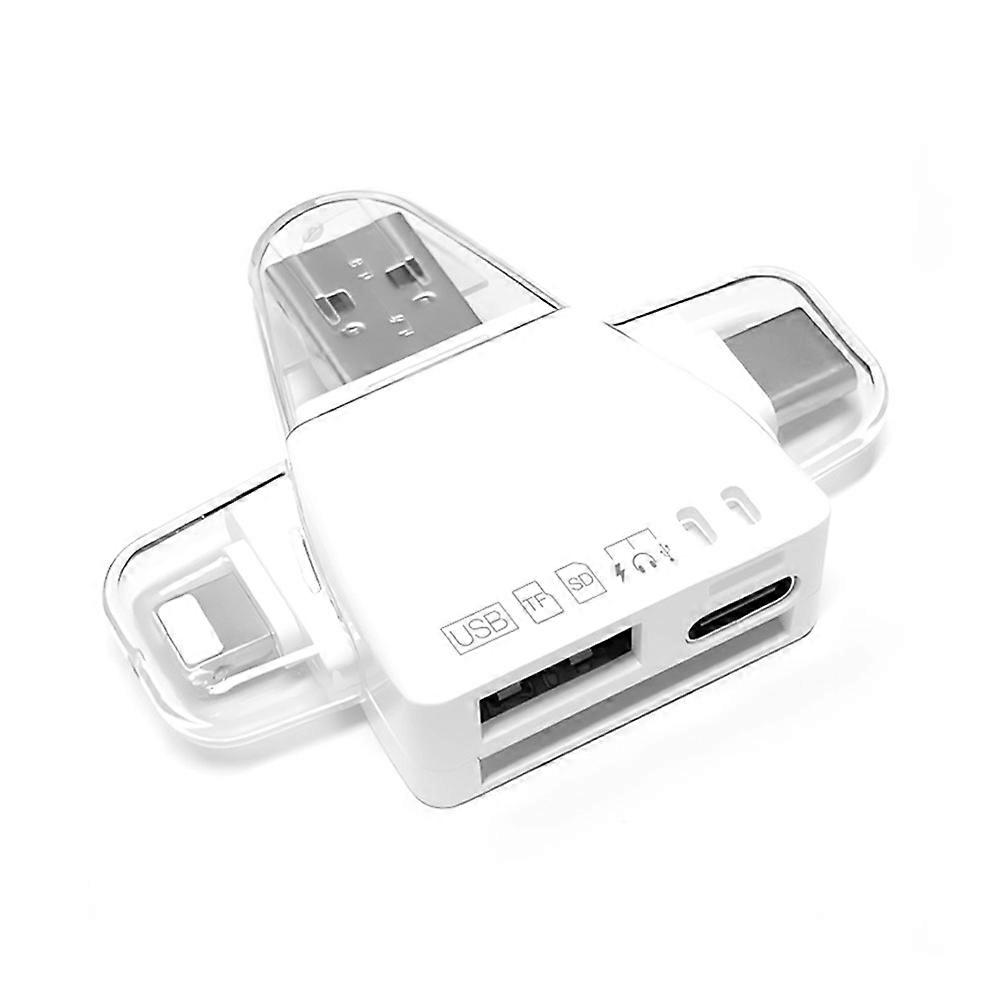 7 in 1 Card Reader Multi-Function Universal Phone Computer Adapter SD Card Reader TF U Disk Type-C Adapter White