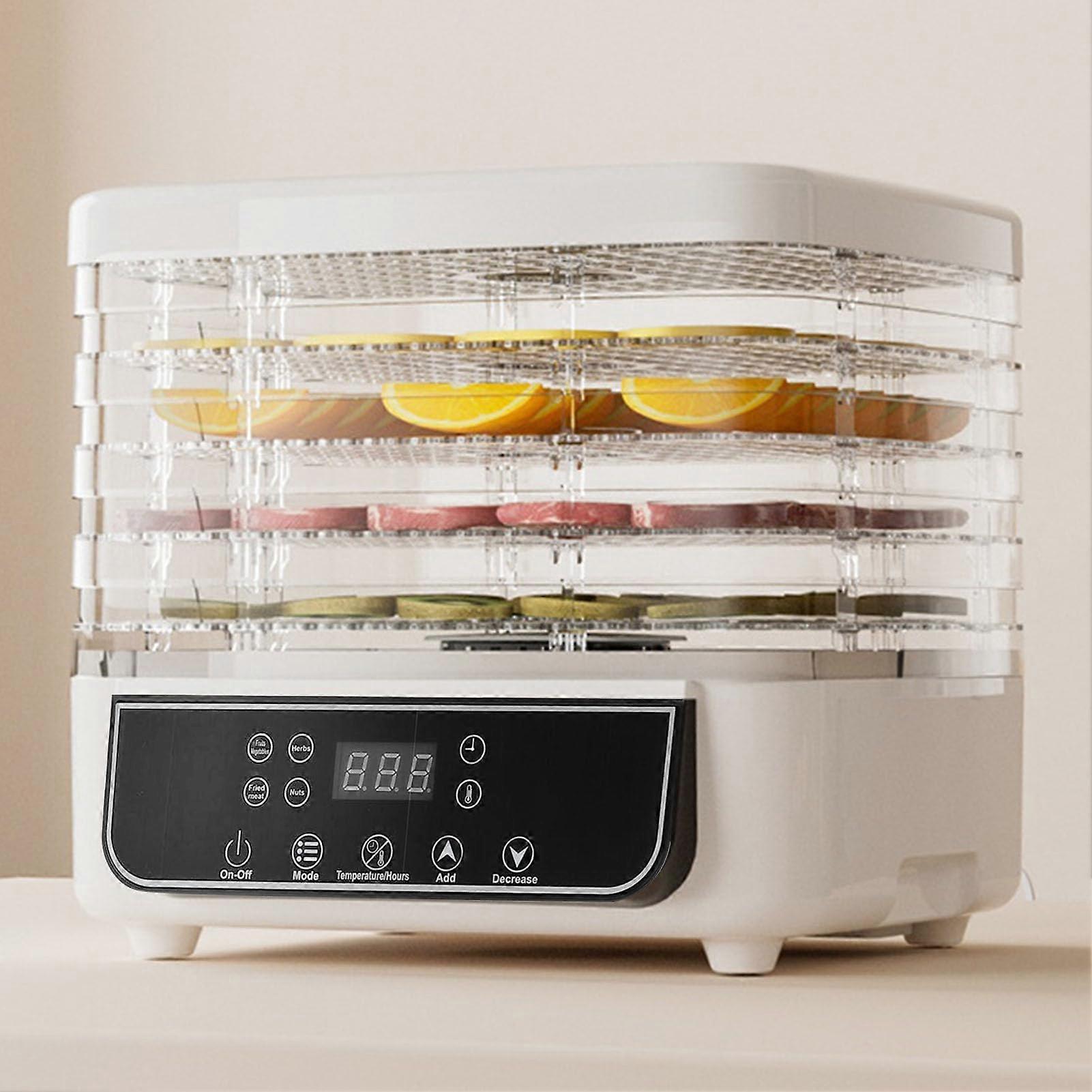 Food Dehydrator with 5 Trays, 160W Electric Food Dryer, 360° Airflow, 72H Timer, Temp Control