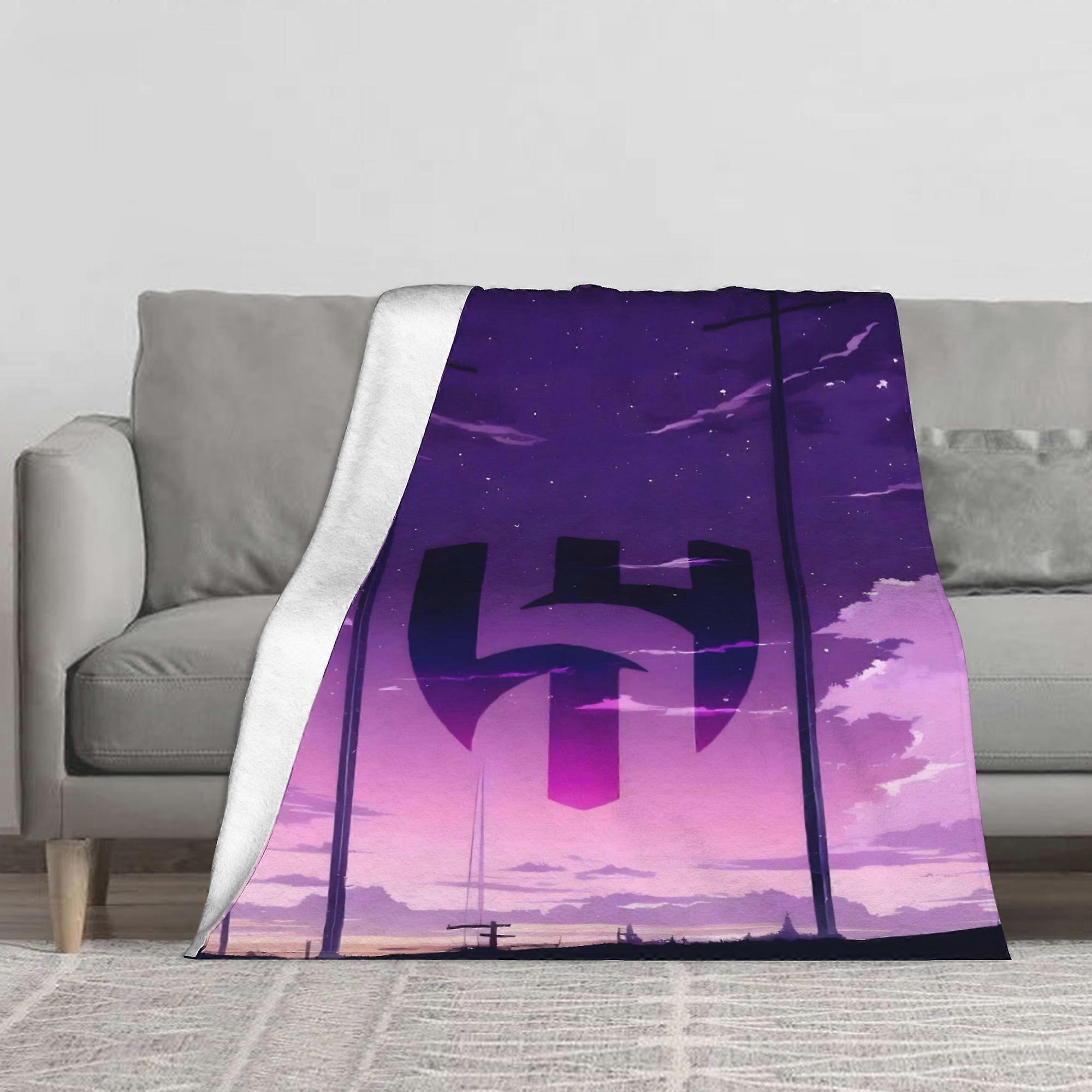 Al Hilal FC Vision Kuscheldecke – Plüsch-Flanell-Tagesdecke mit Teamlogo in Lila-Rosa-Lila-Farbverlauf, Ganzjahresdecke Sof-AZXCV342