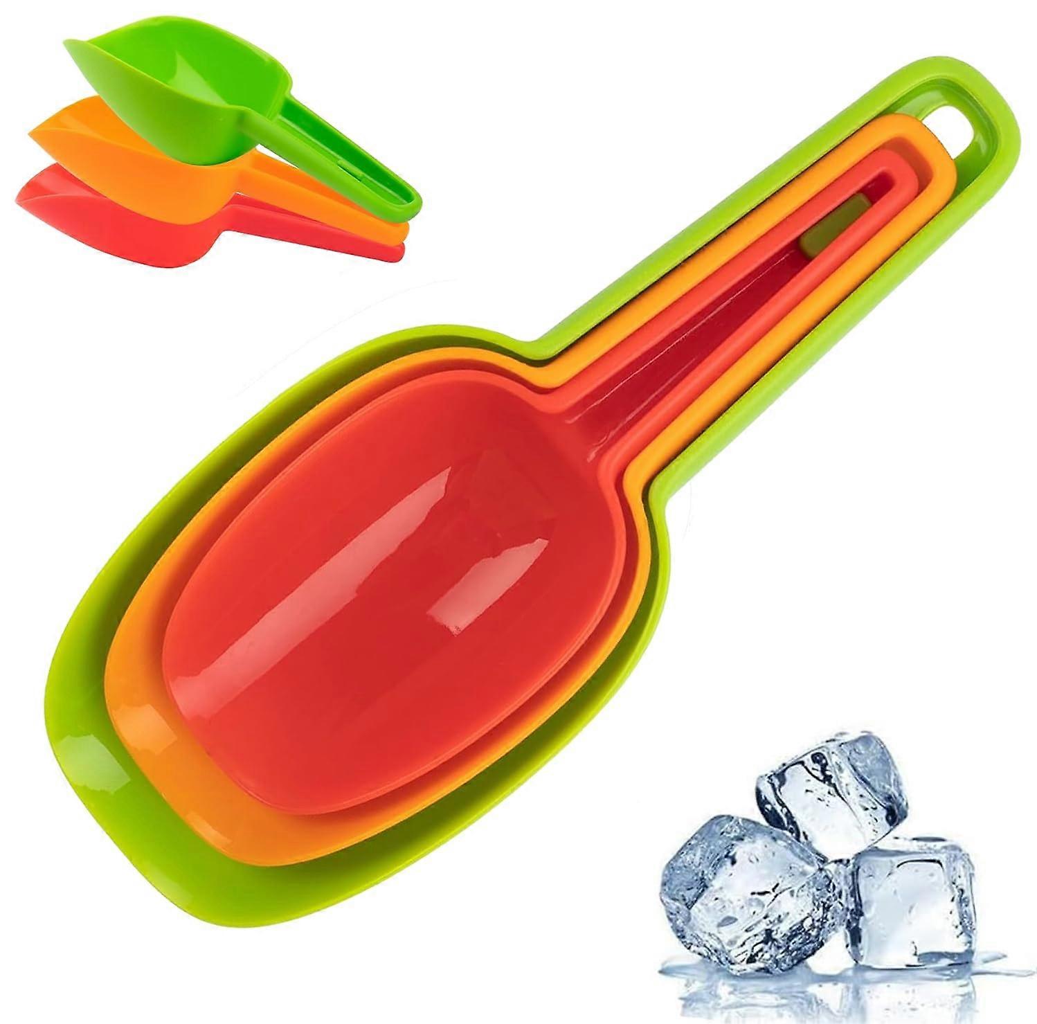 Kitchen Scoops Set 3 Pack Durable Plastic Ice and Flour Scoopers MultiSize for Versatile Use