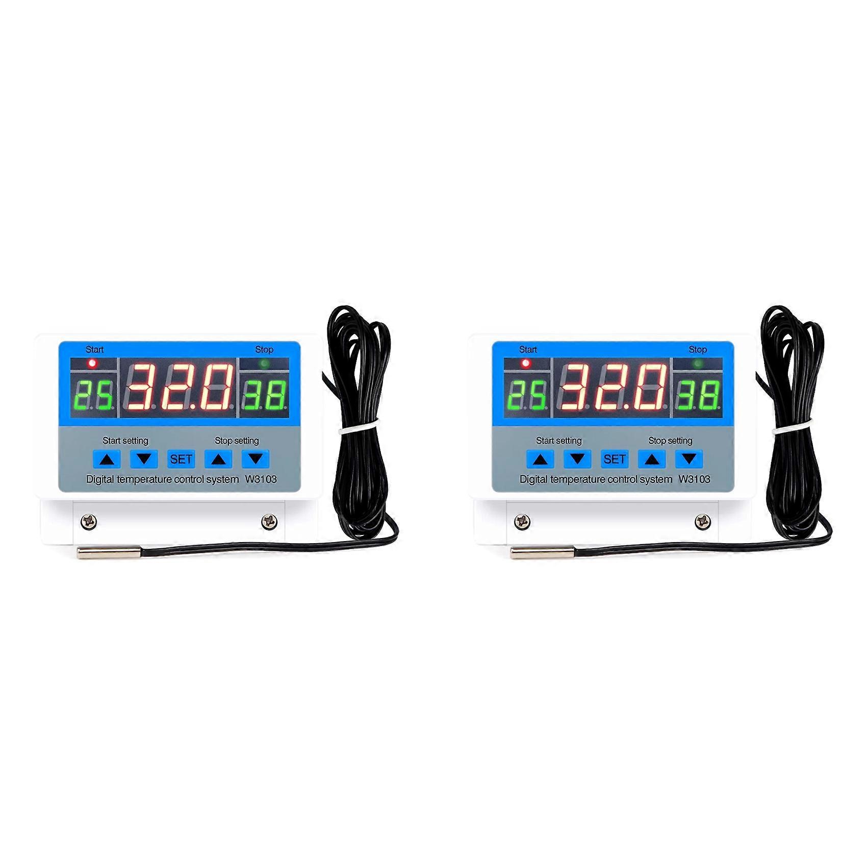 2X Digital Temperature Controller 220V Max 5000W Digital 30A -19 to 99℃ Temperature Controller Switch XH-W3103
