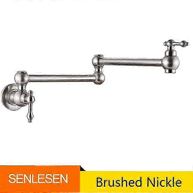 Robinet de cuisine mural pliable Senlesen, finition or brossé, bec unique en laiton pour eau froide, ZHID7