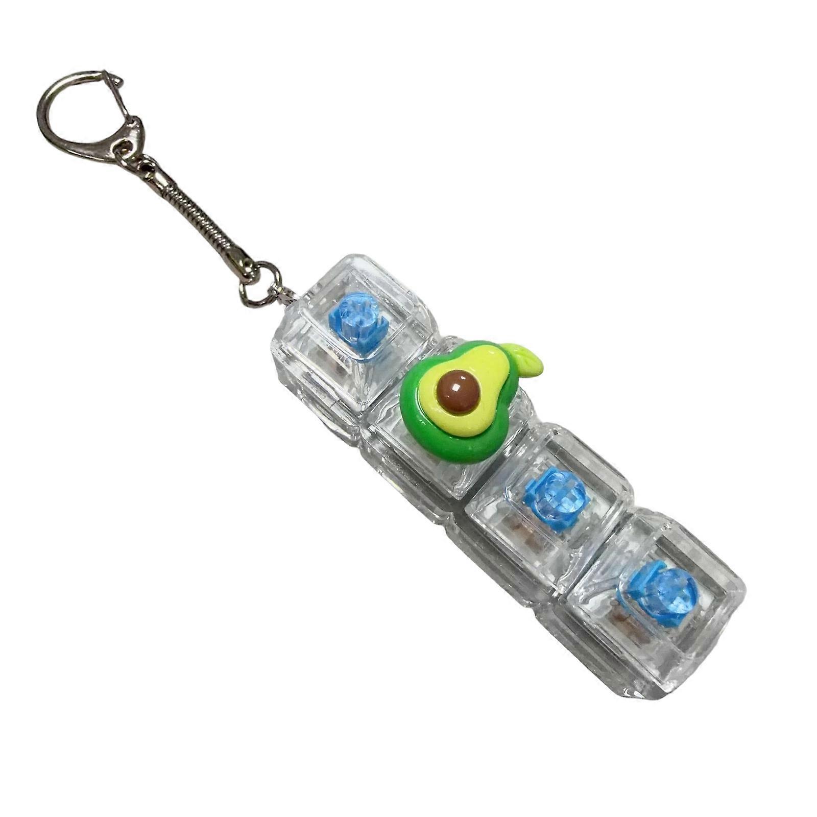 LED Illuminated Keychain Pendant Cartoon 4 Key Keyboard Quiet Operation for Night Driving Stress Relief Adults Kids Use Multicolor