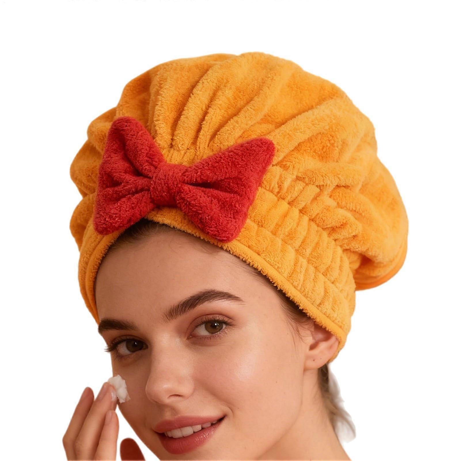 Hair Drying Towel, Quick Dry Microfiber Wrap with Fast Moisture Absorption, Travel Friendly Yellow