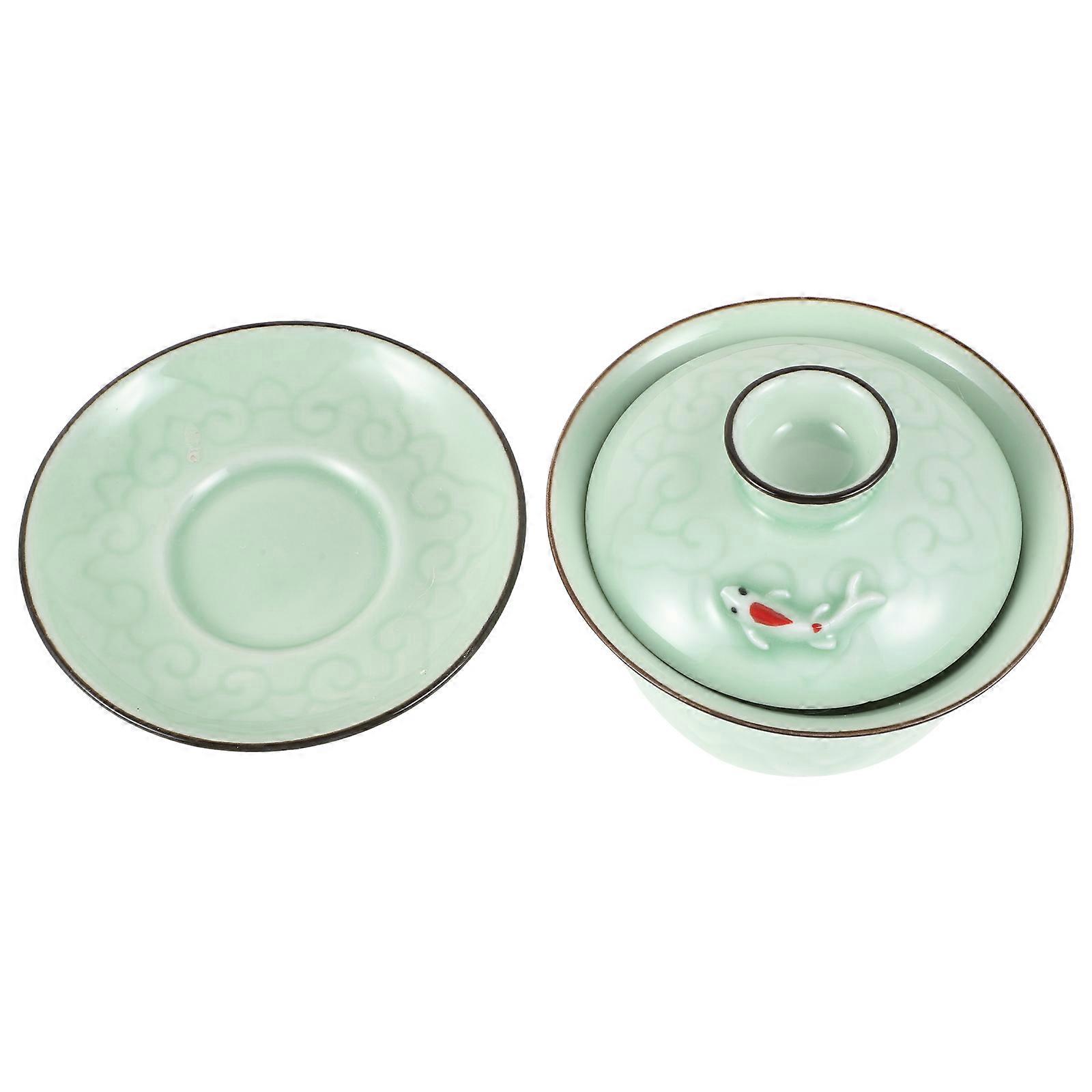 Portable Ceramic Mug Tea Cup with Lid for Home Use 1Set