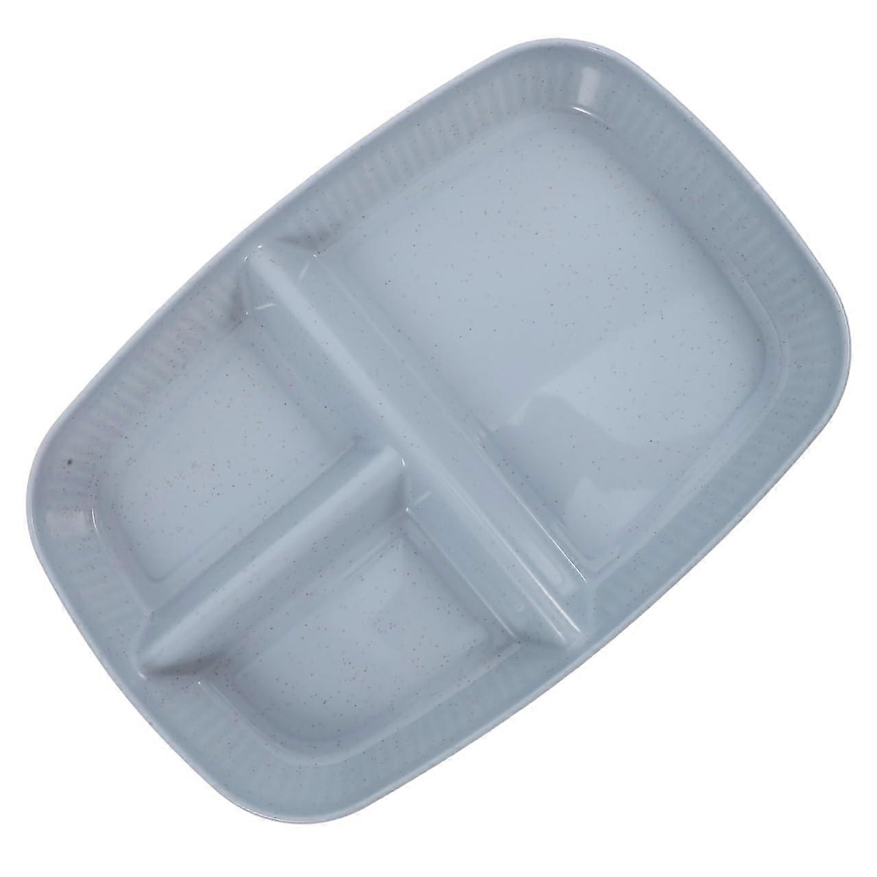 Divided Plastic Plate 3 Compartment Rectangular Dinner Tray for Portion Control Home and Cafe Sky Blue 10.62x7.08 Inch