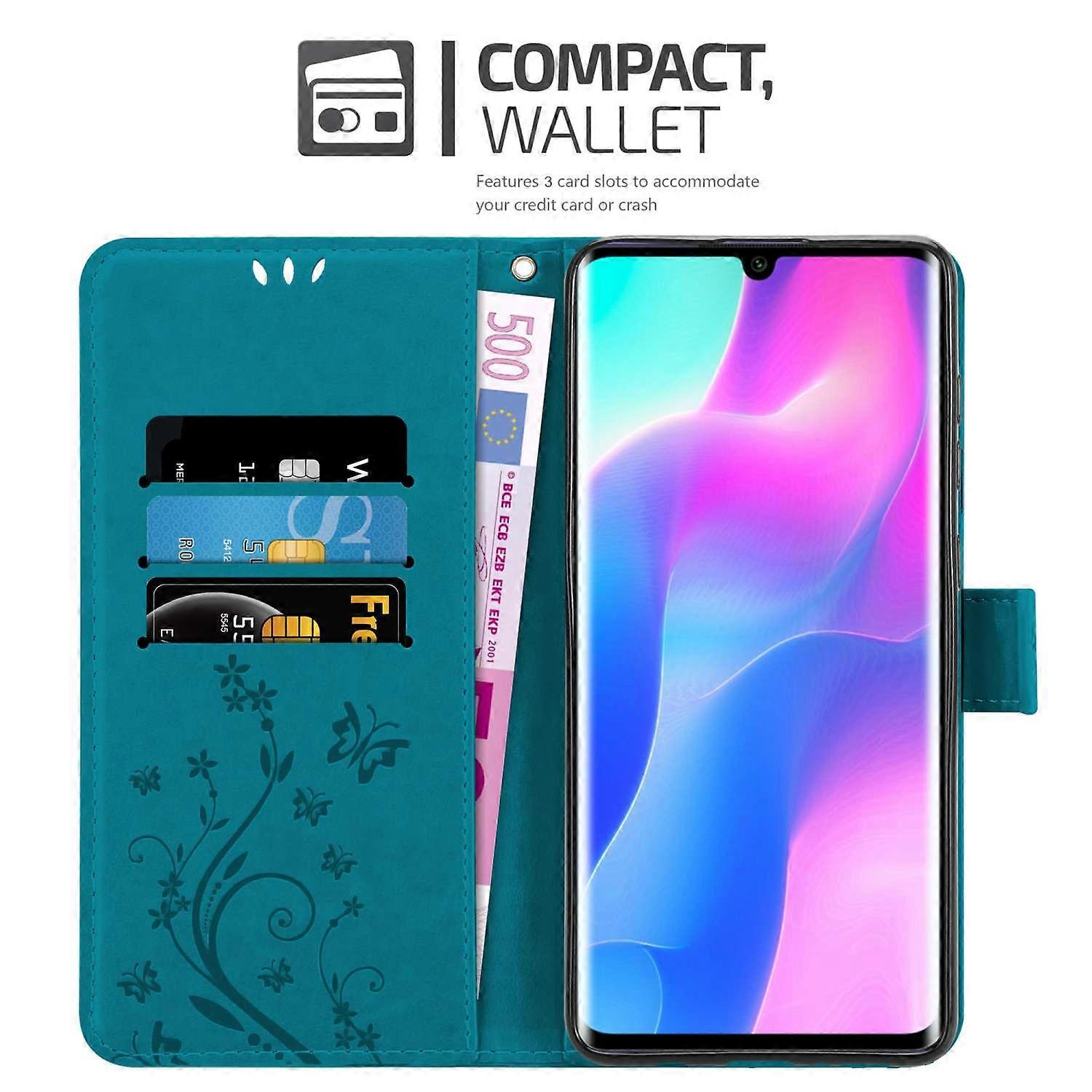 Xiaomi Mi NOTE 10 LITE -suojakotelo - kukkaprintillä ja korttipaikalla