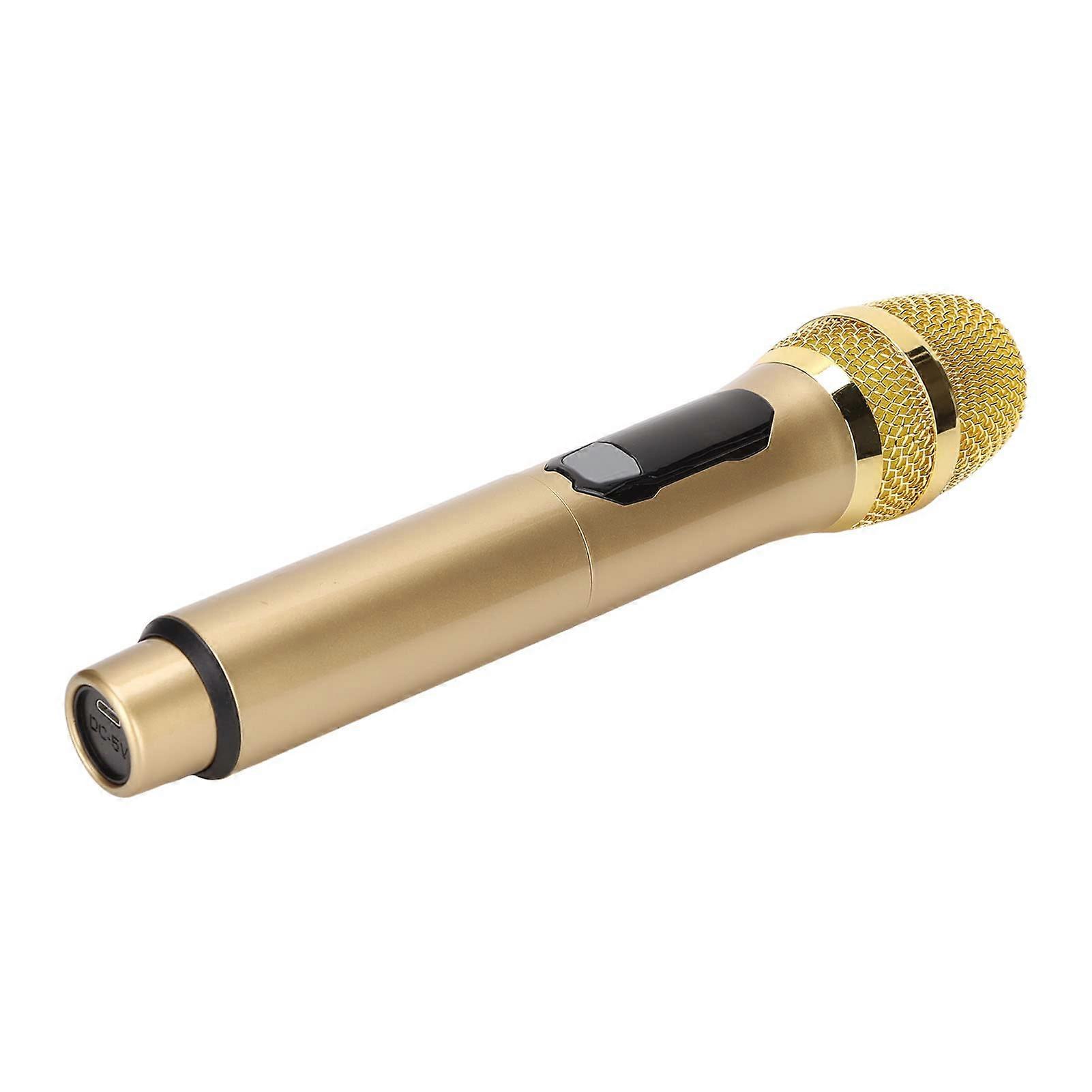Wireless Microphone with Clear Dynamic Sound, Plug and Play Karaoke Mic for Home, 50m Range, Gold