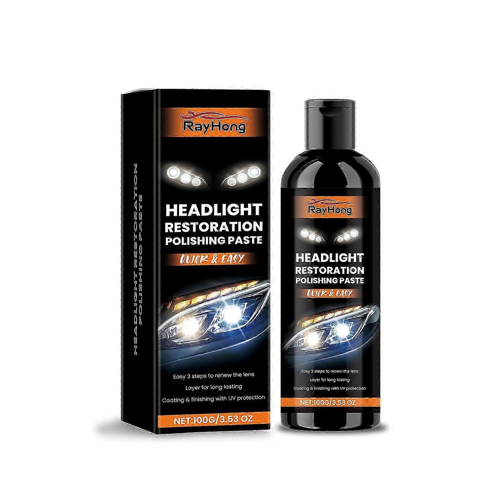 Car Headlight Polishing Paste - Restores Clarity, Brightness & Shine | Removes Yellowing, Oxidation, Scratches & Stains | Easy to Use, 100g for Multip