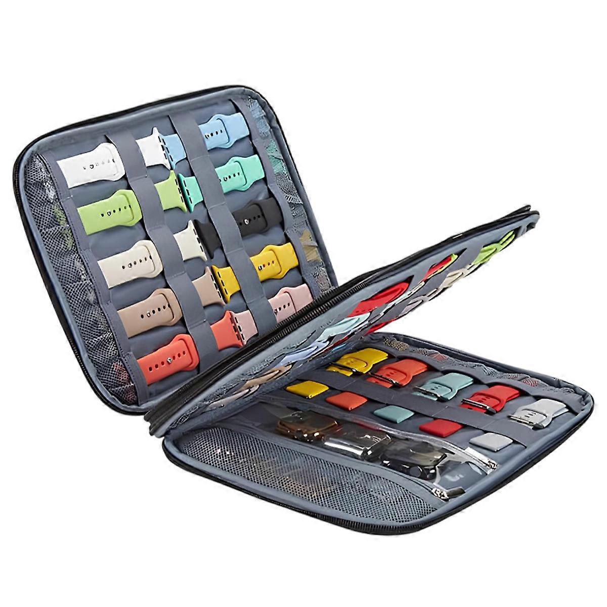 Storage Bag for Watch Straps with 40 Spaces, Black