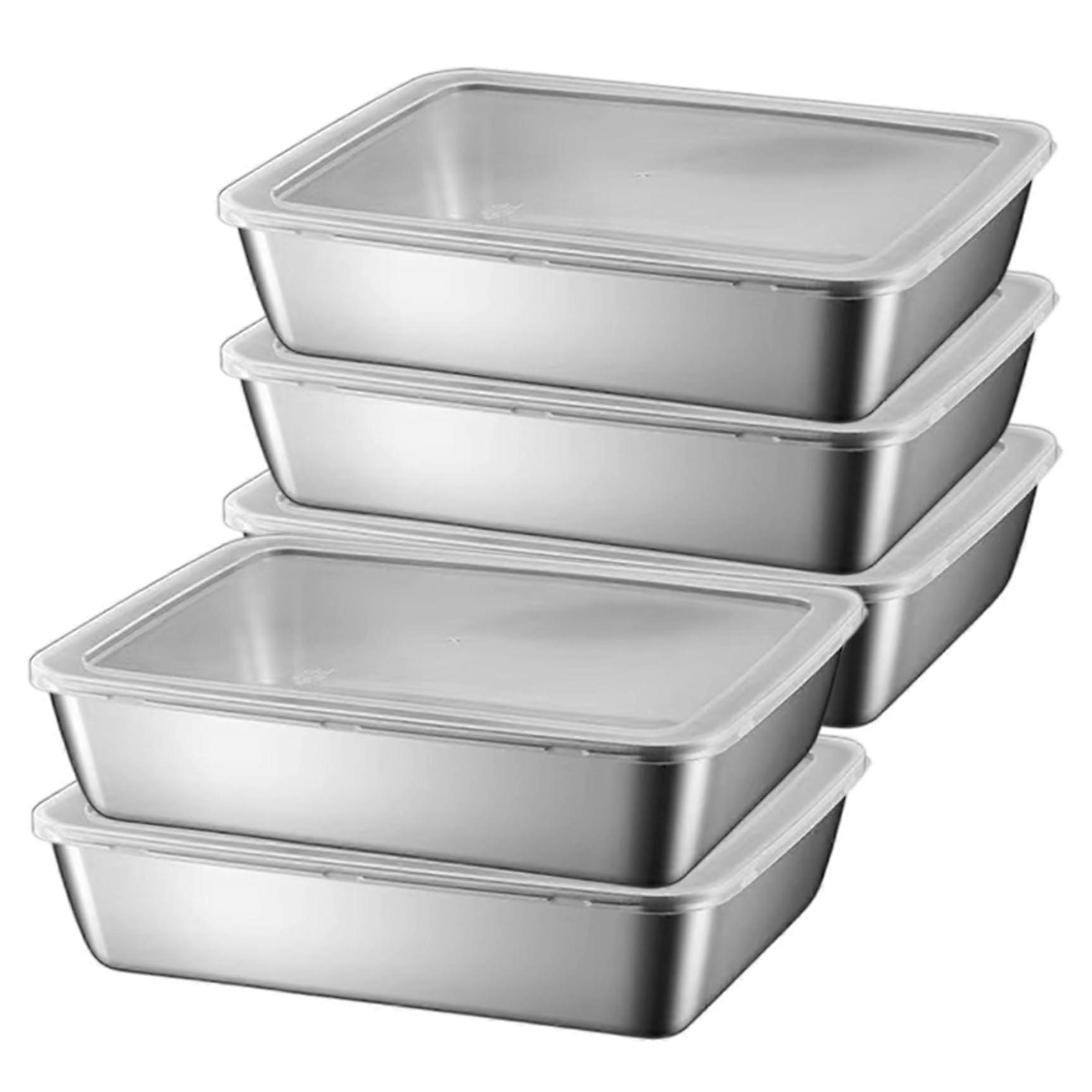5Pcs Stainless Steel Food Containers with Lids, BPA Stackable Storage for Fridge, Picnic, BBQ