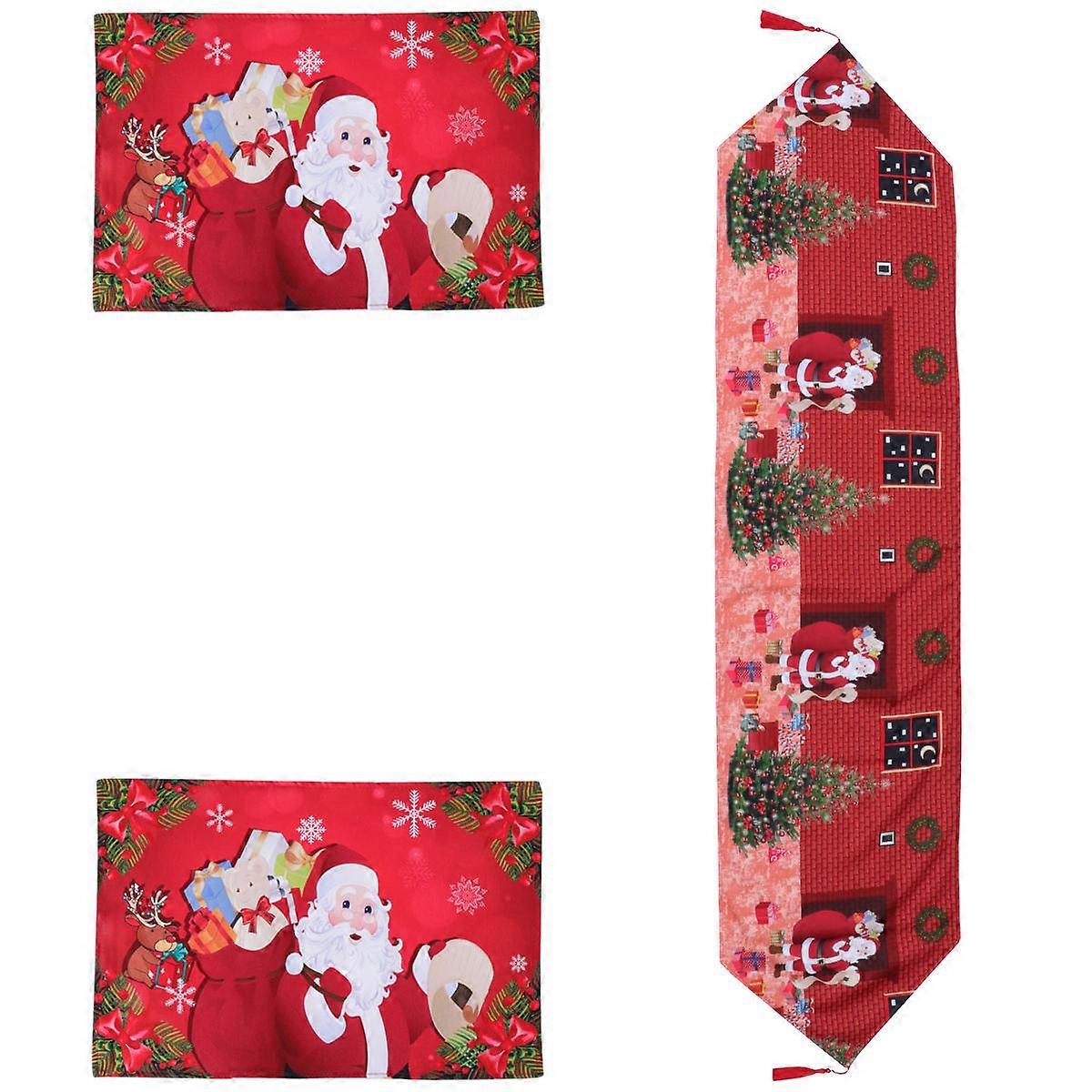 Christmas Table Decor with Placemat and Runner for Home Use 2Sets