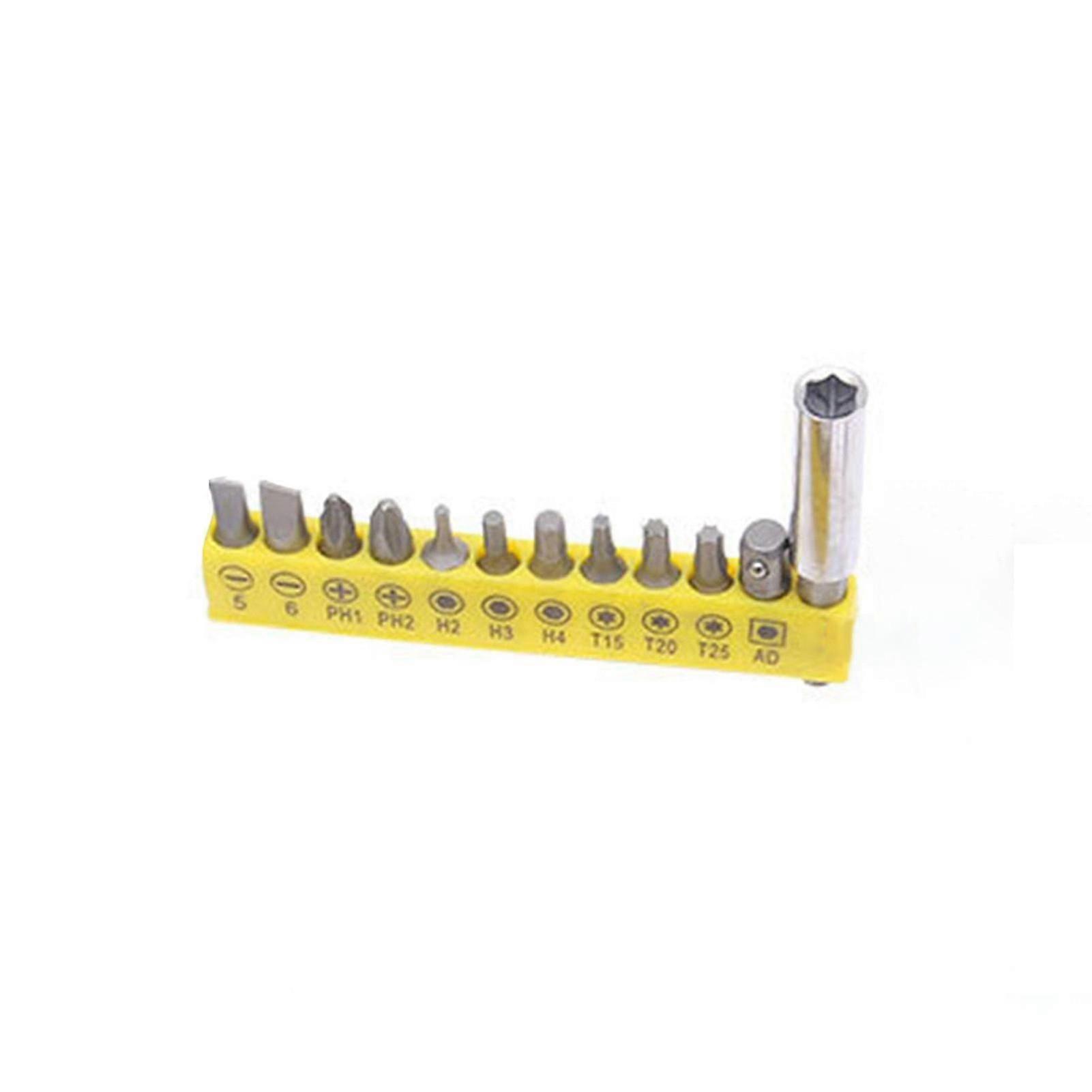 12pcs/set Electric Drill Slotted/phillips Screwdriver Bits Connecting Rod Kit