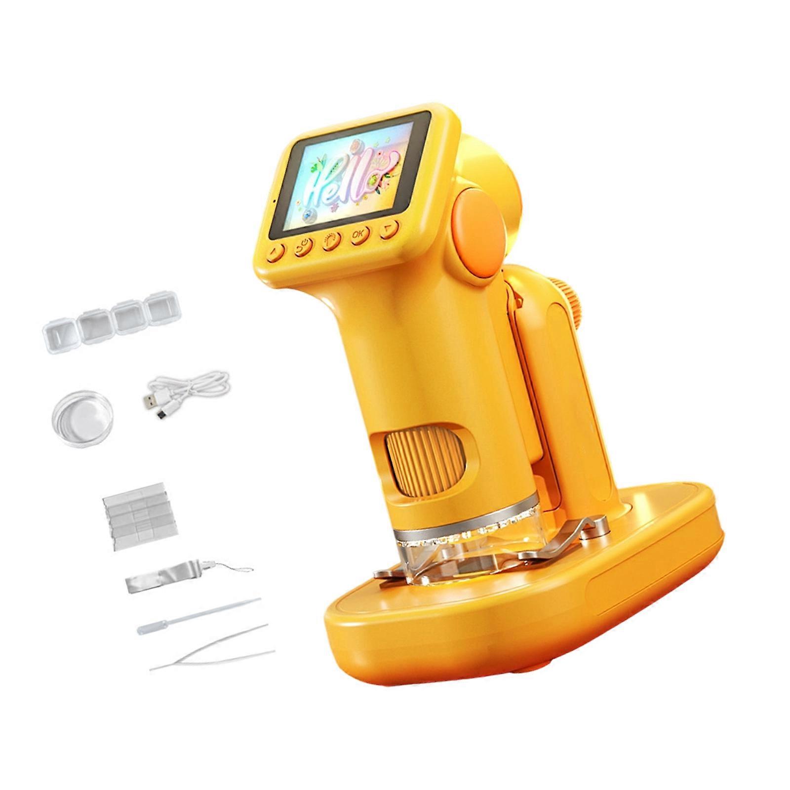 1600X Compact Science Microscope For Kids Easy To Handle Multiple Magnification Encouraging STEAM Learning Projects  Yellow