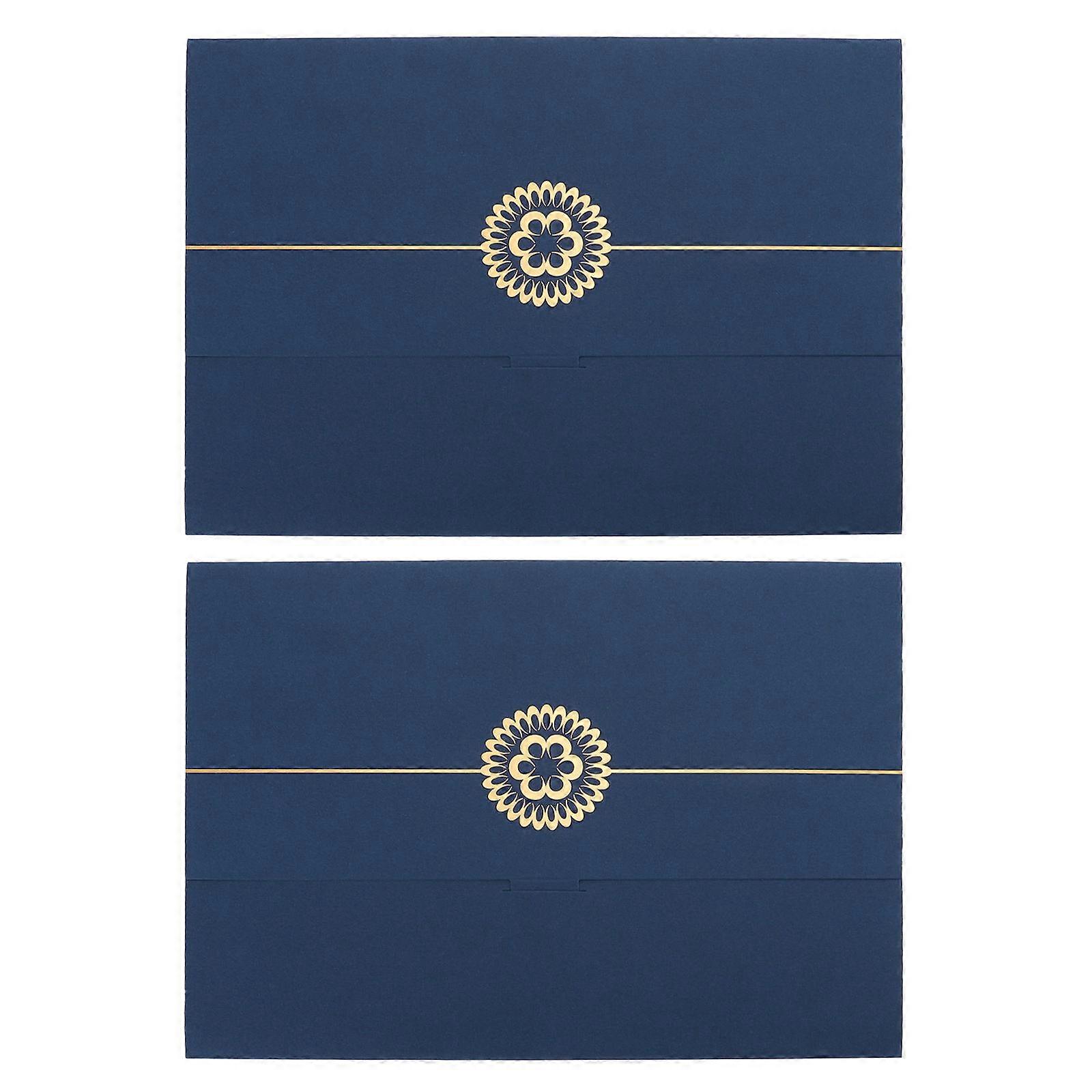 Certificate Envelope Paper Holder for Protection 2Pcs Blue Elegant Document Covers