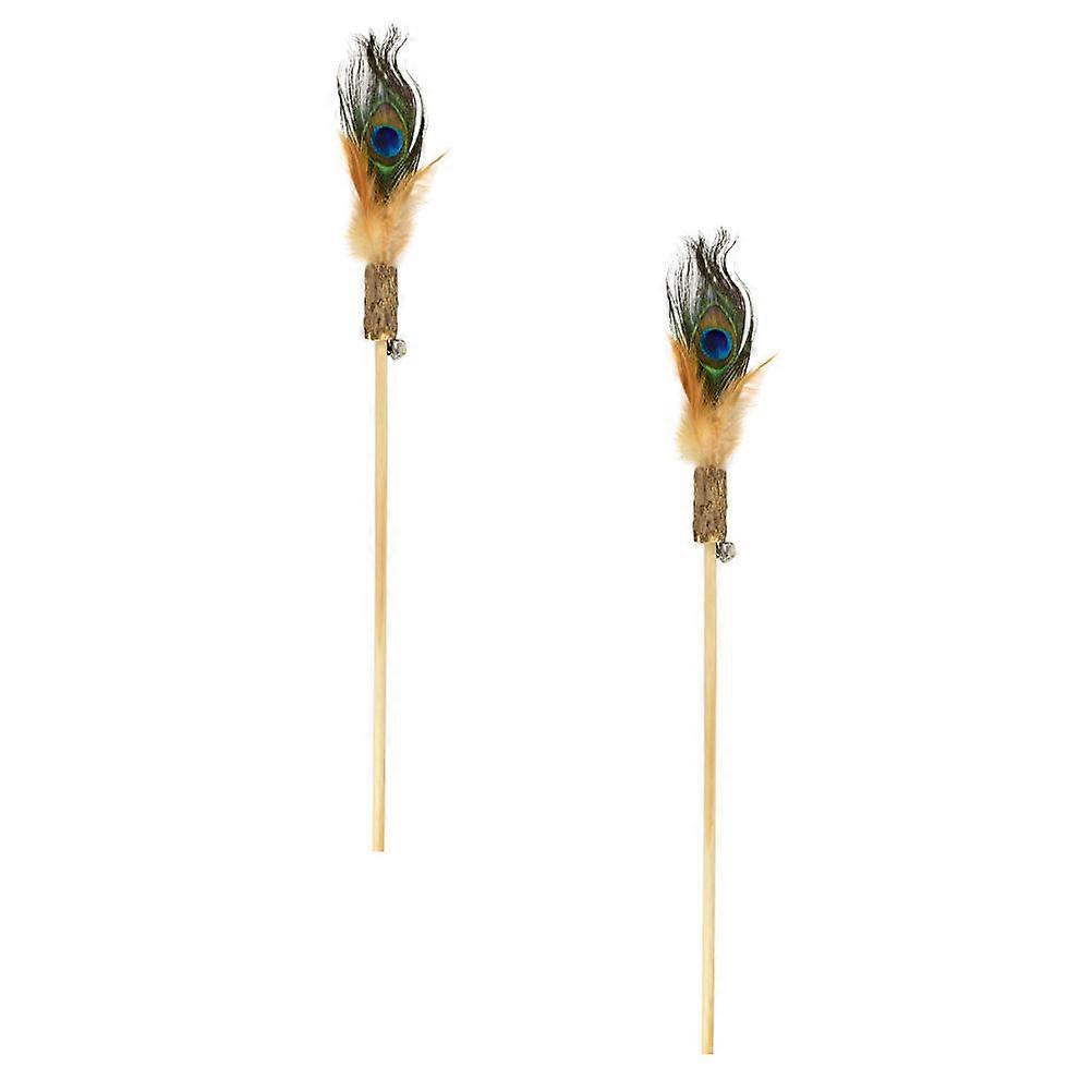 Assorted Color Cat Playthings Wooden Rods 2Pcs for Interactive Fun