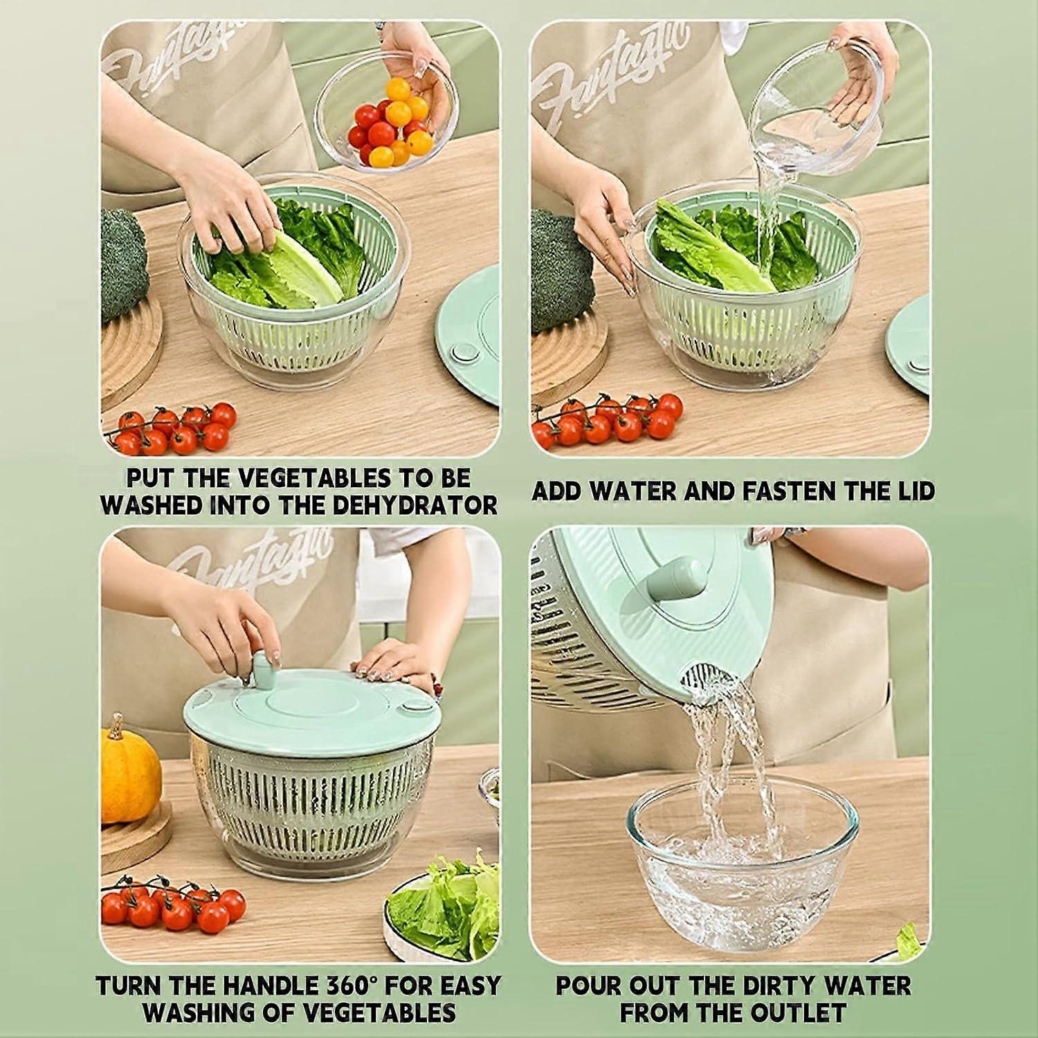 Large Salad Spinner with OneHand Pump Operation, Quick Stop, Fast Greens Drying, Transparent Bowl
