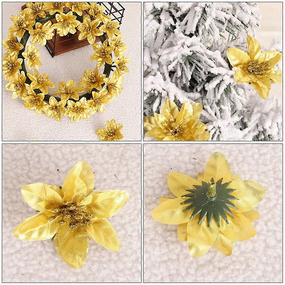 Christmas Artificial Flower for Decor with 10Pcs Xmas Simulation Flowers